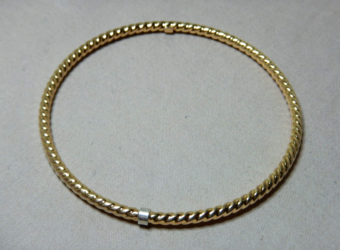 Vintage Italian 9ct Gold Over Sterling Silver Twist Bangle 66mm Interior 4245
