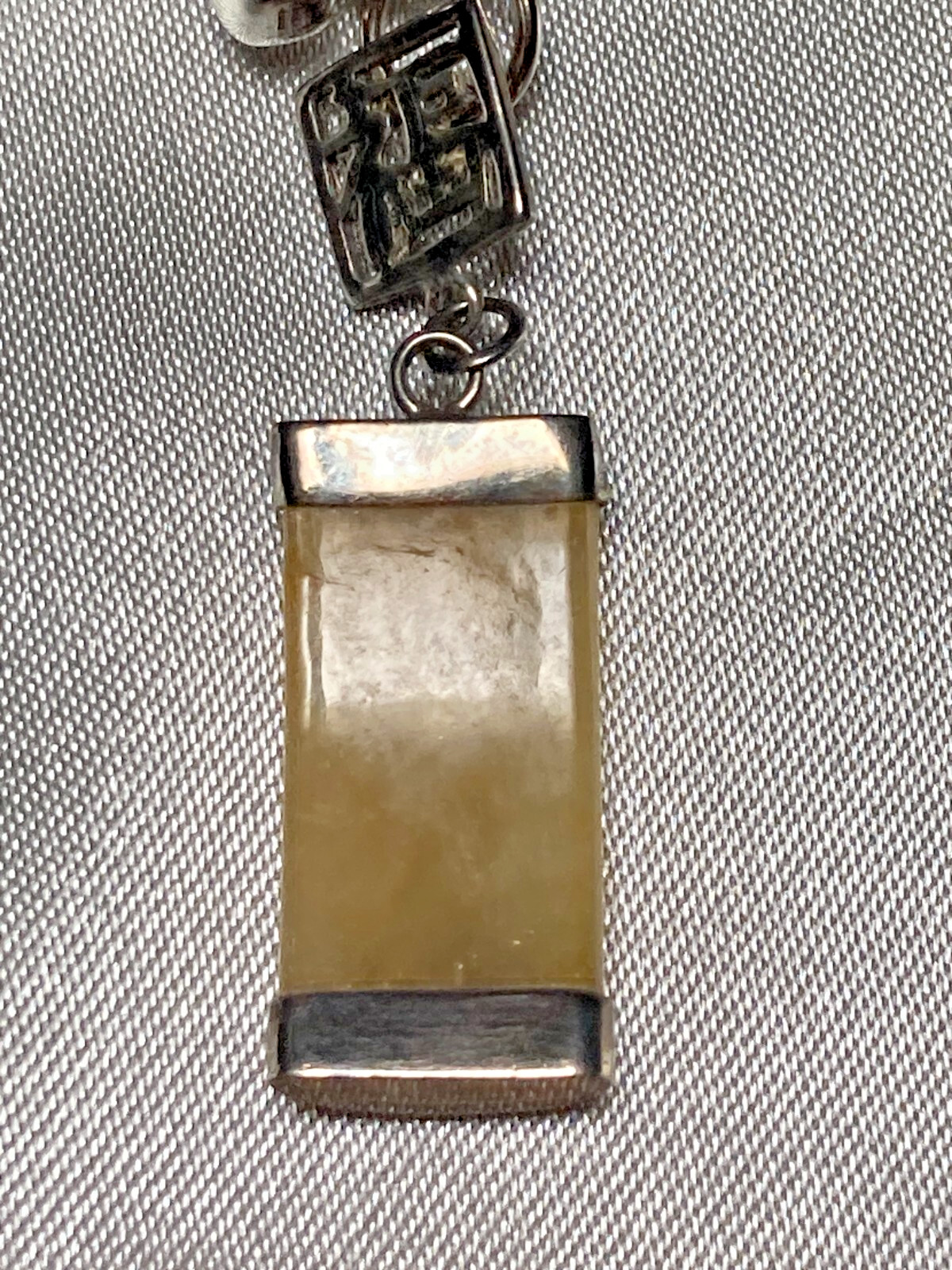 Beautiful Vintage Amber Jade Sterling Silver Asian Theme Dangle Drop Earrings