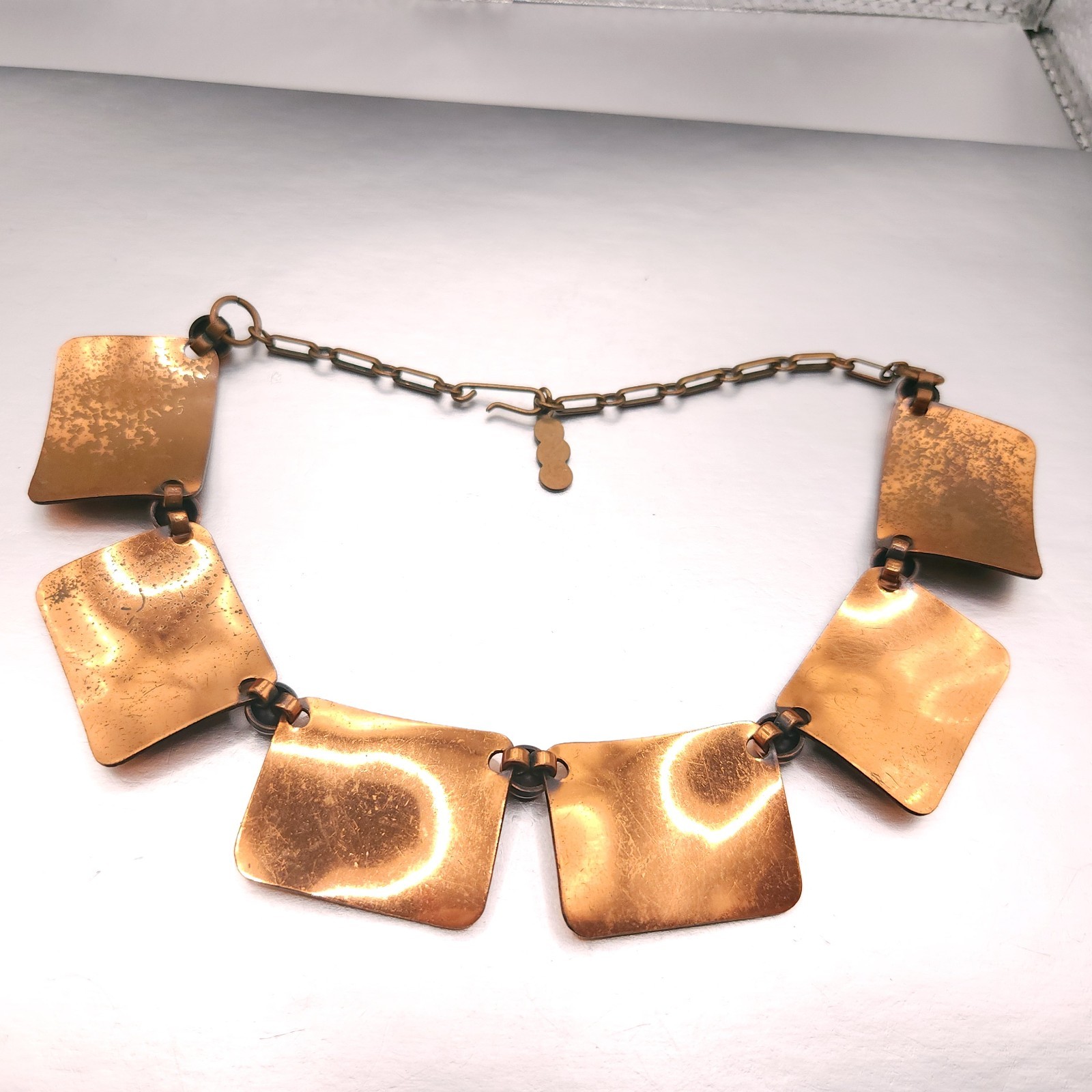 Vintage Solid Copper South Western Modern Collar Statement Necklace 15″