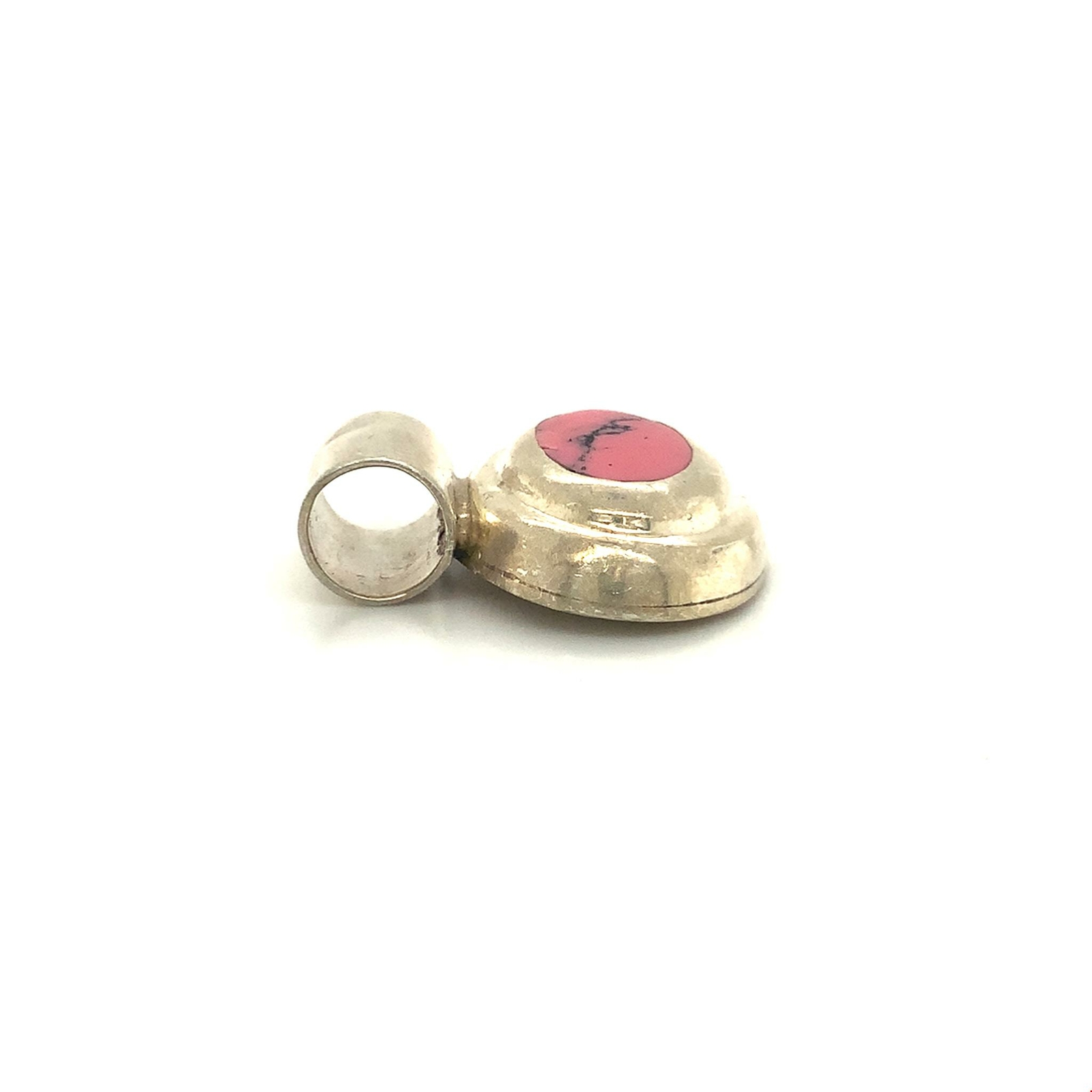 Vintage Sterling Signed 925 Silverworld Mexico Rhodonite Oval Cabochon Pendant