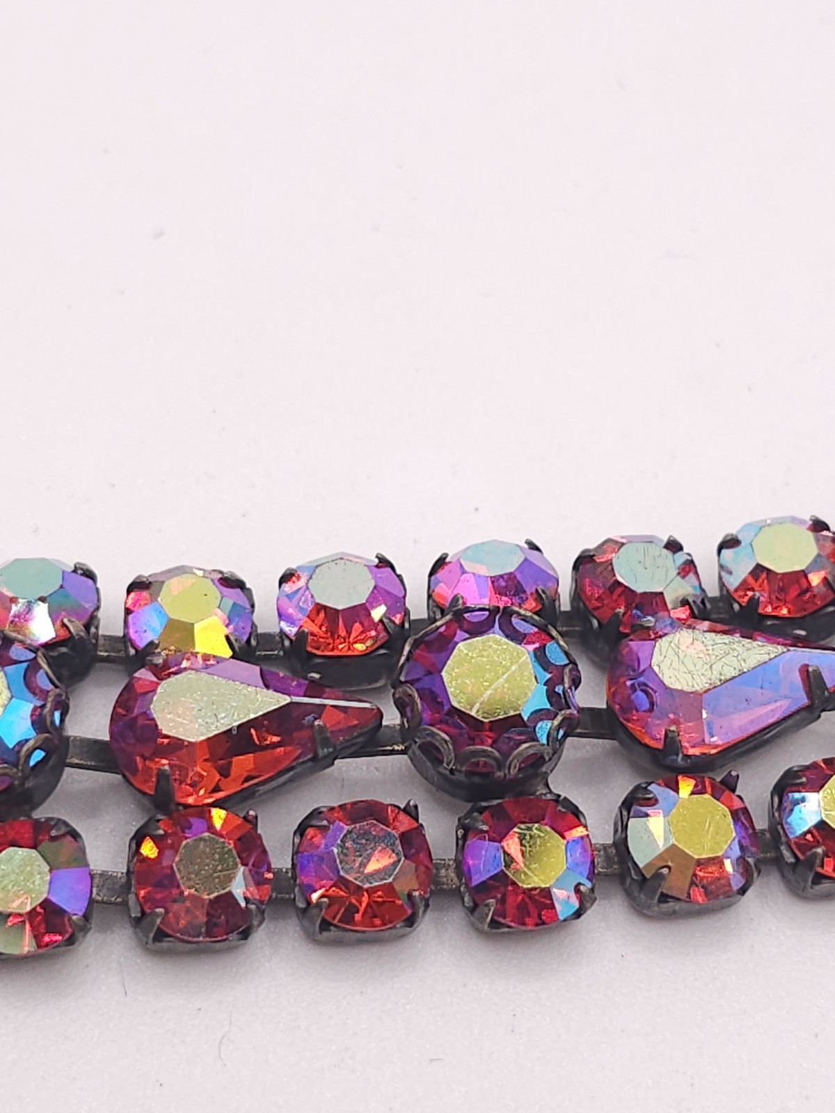 VTG Regency Fuchsia Pink Red AB Rhinestone Bracelet STUNNING