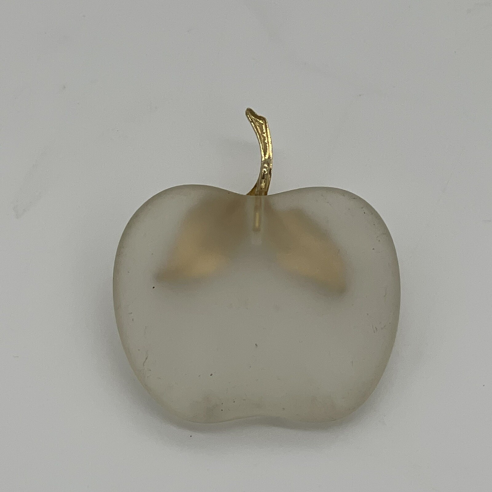 Vintage Avon Frosted Glass Gold Tone Apple Necklace Pendant Only Teacher Gift