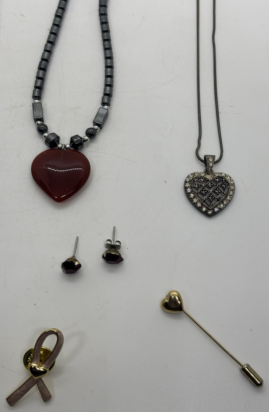 14 Pc Heart Themed Vtg/Now Jewelry Lot Charles Winston/Avon/White Stag/Sarah Cov
