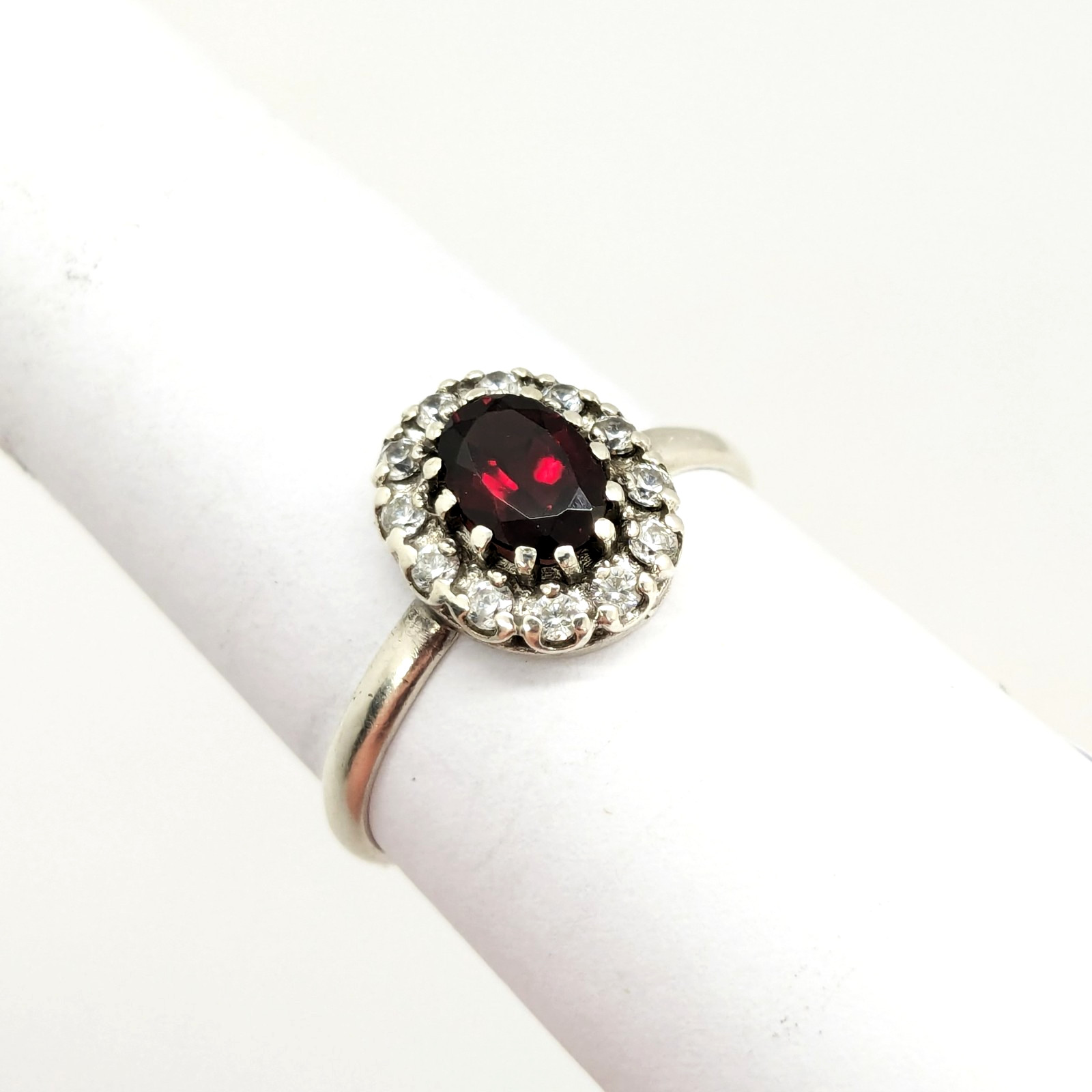 Vintage Luxury RING Silver 925 with Big Bright Garnet -size: 10US (17.5mm)| #71