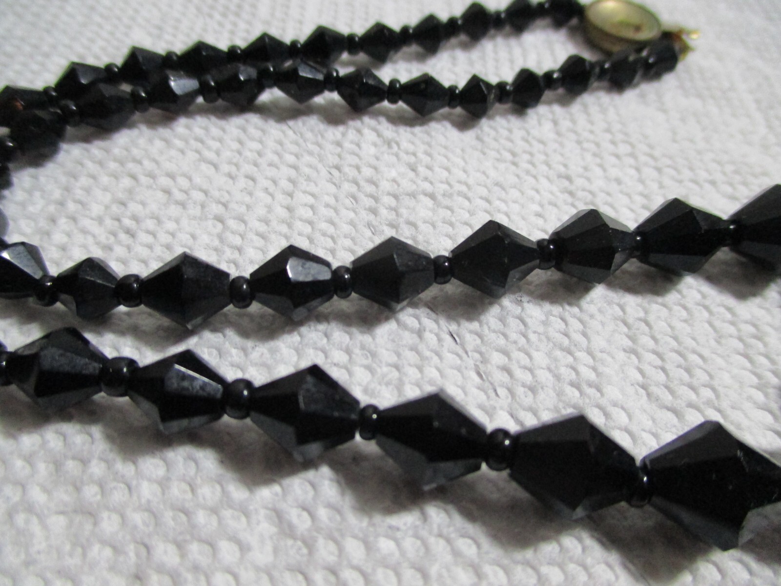 Vintage Jet Black Art Deco Lozenge Shape Beads Choker Necklaces Lot 2