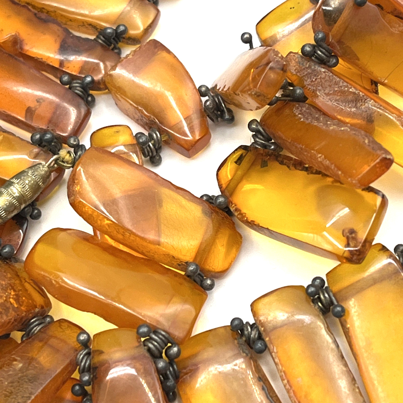 Vintage Natural Baltic Honey Amber Beaded Bib Statement Necklace 20″