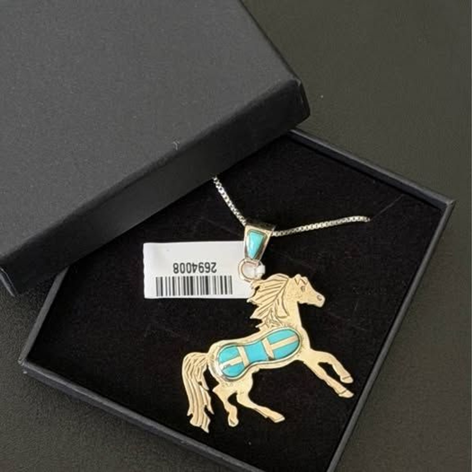 Sterling Silver Turquoise Horse Pendant Necklace | Southwestern Equestrian Charm