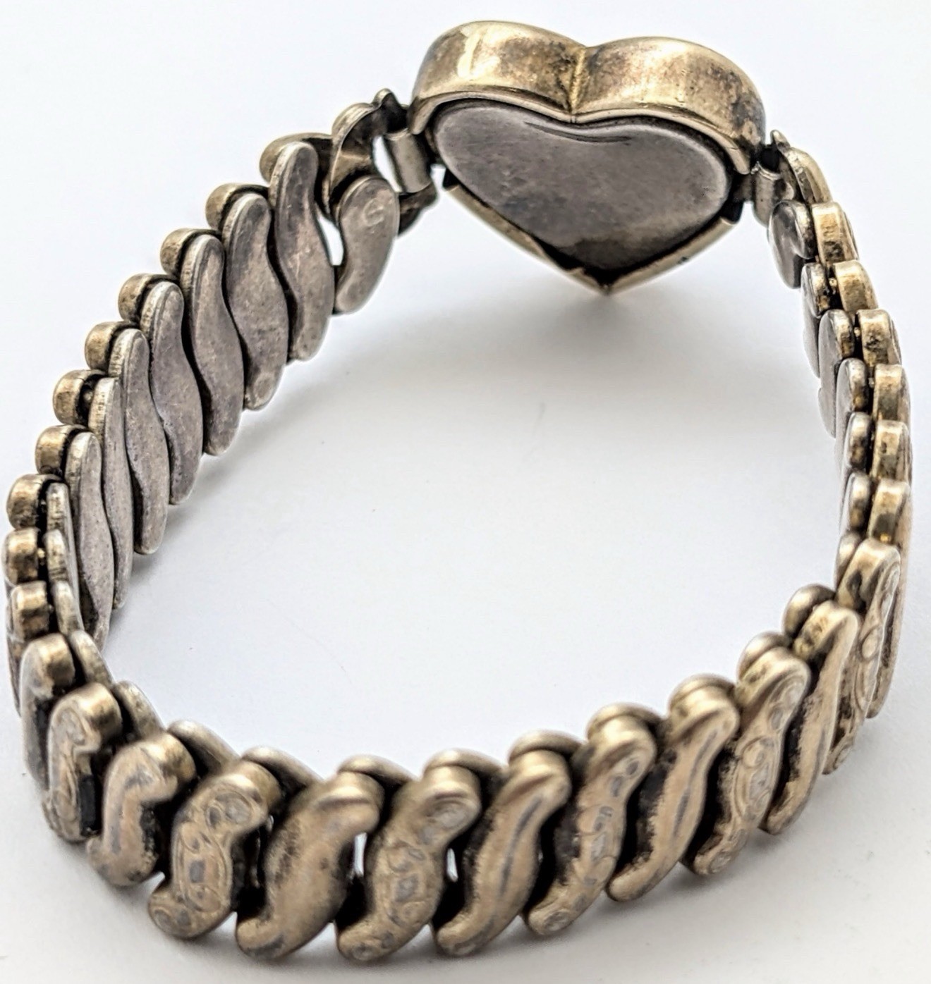 Vintage WWII Sterling Sweetheart Expansion Bracelet Heart Engraved Co-Star