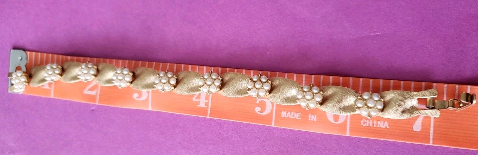 Vintage Crown Trifari Gold Plate Birthday Ribbon Bracelet