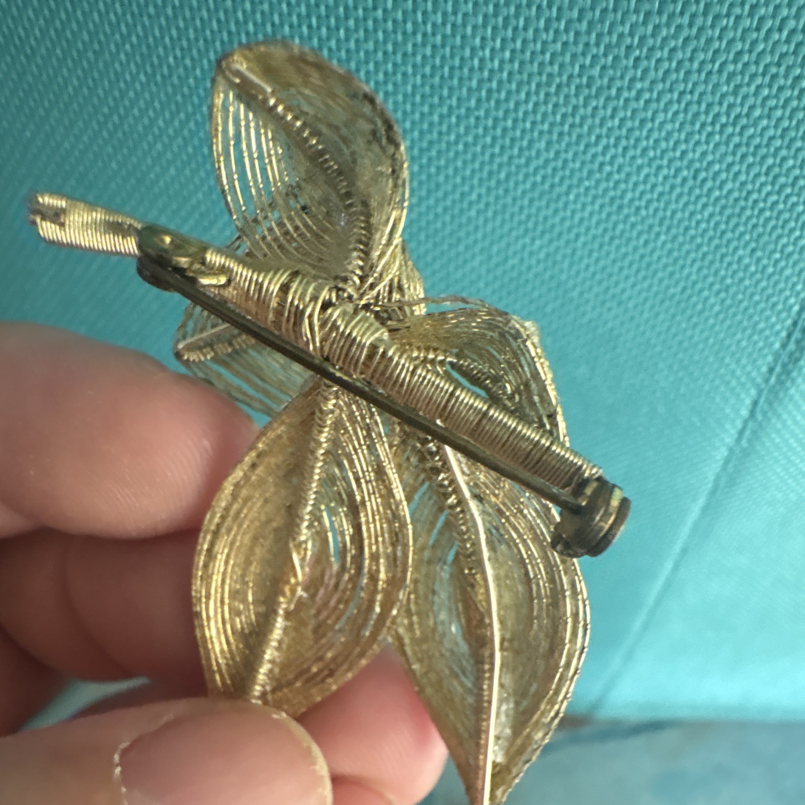 Vintage Gold Tone Leaf Brooch Pin Signed Germany Nature Flowers & Plants