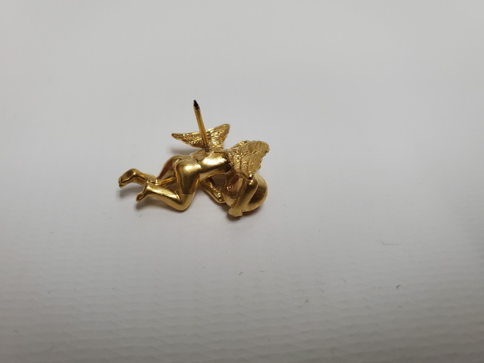 Vintage 1996 Avon Cherub Angel Lapel Pin Gold Tone Yellow November Birthstone