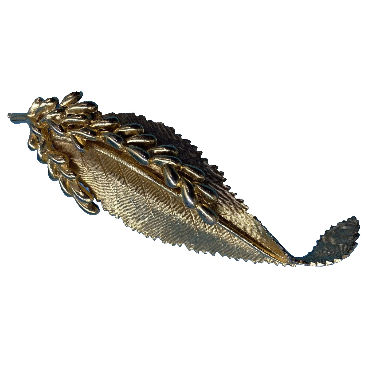 BSK Signed/Leaf Brooch/1950’s-1980’s/Gold-Tone/3.25″ L x 1.25″ W/Vintage