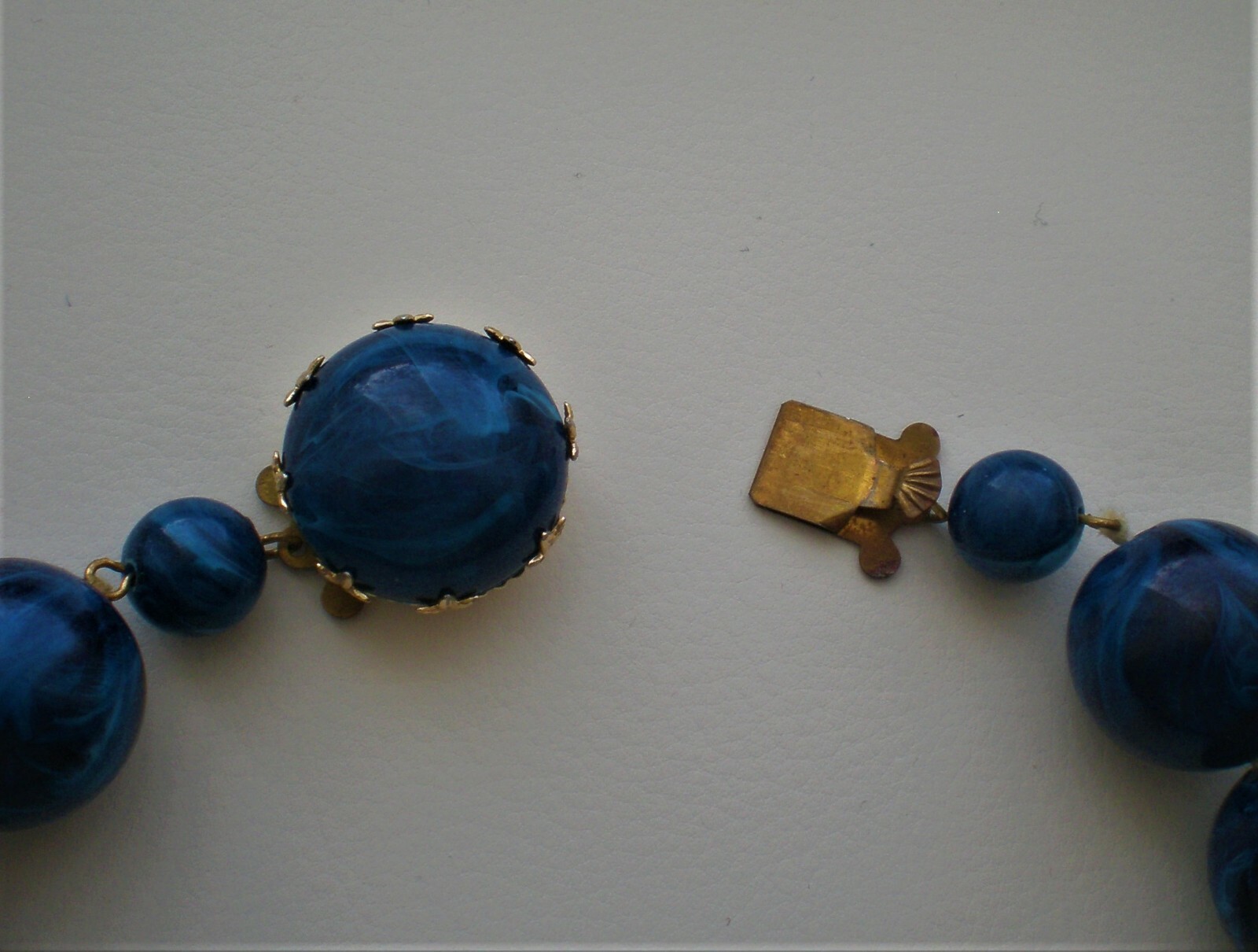 Vintage West Germany 17.5MM Blue Faux Lapis Lazuli Beads Beaded Necklace 17.5″