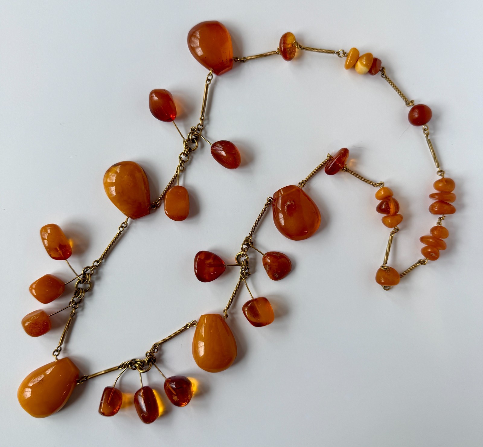 GORG Vintage Natural Egg Yolk Honey Cognac Baltic Amber Necklace 28″ EXC COND
