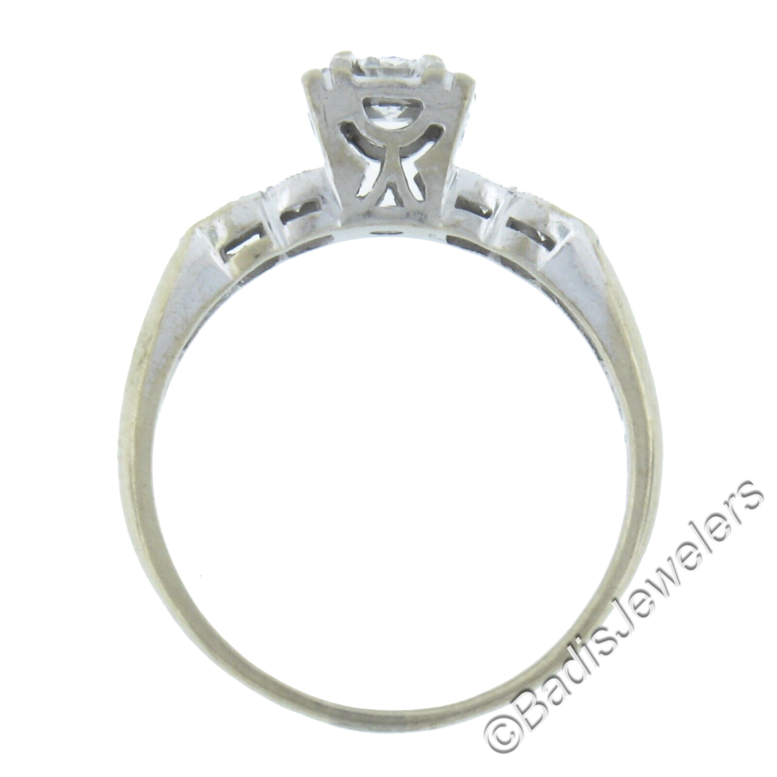 Vintage 14k White Gold 0.35ctw Round Brilliant Diamond Solitaire Engagement Ring