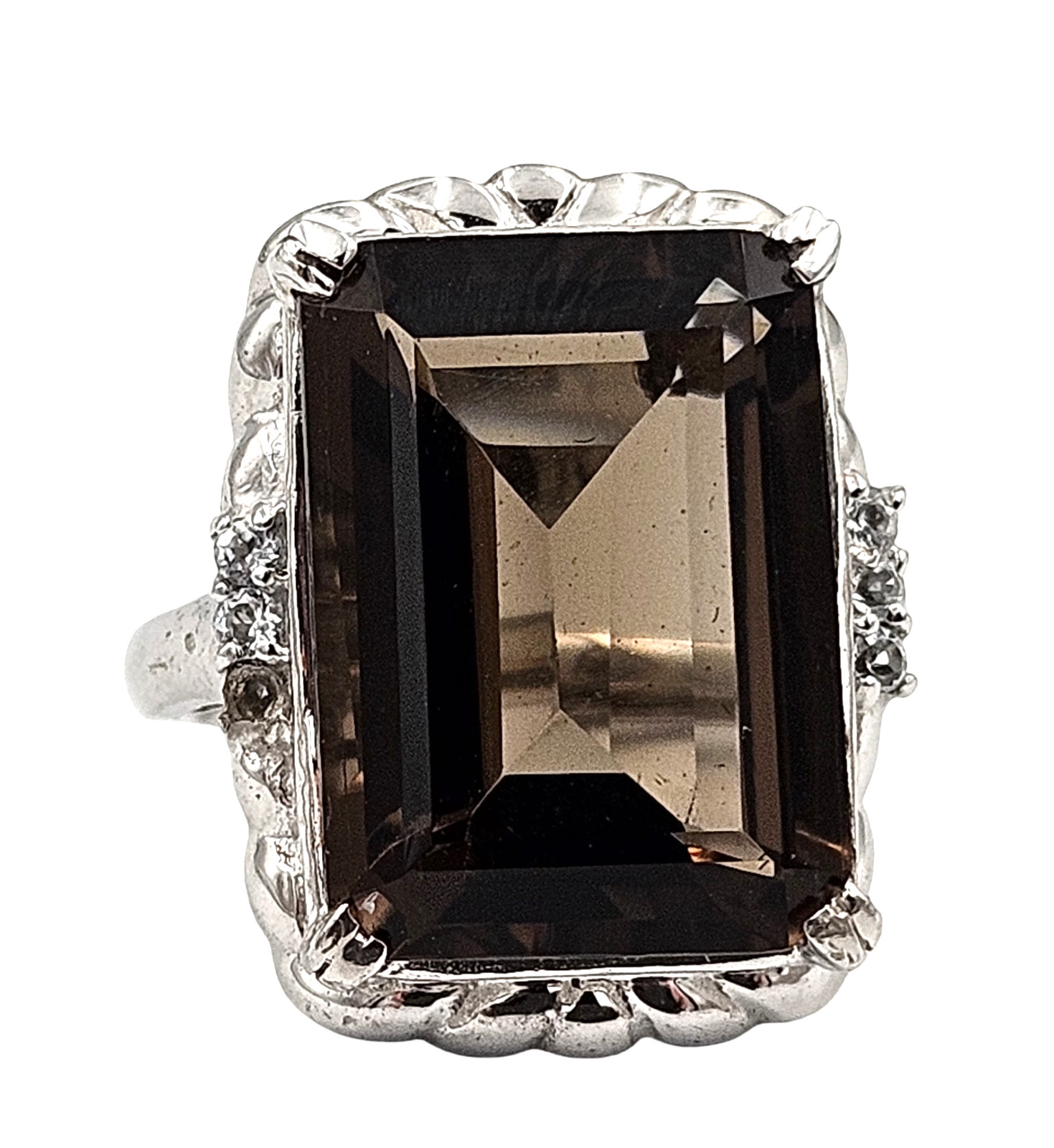 JZ Jewelry W1213 Sterling Silver Smoky Quartz Ring Size 6.5