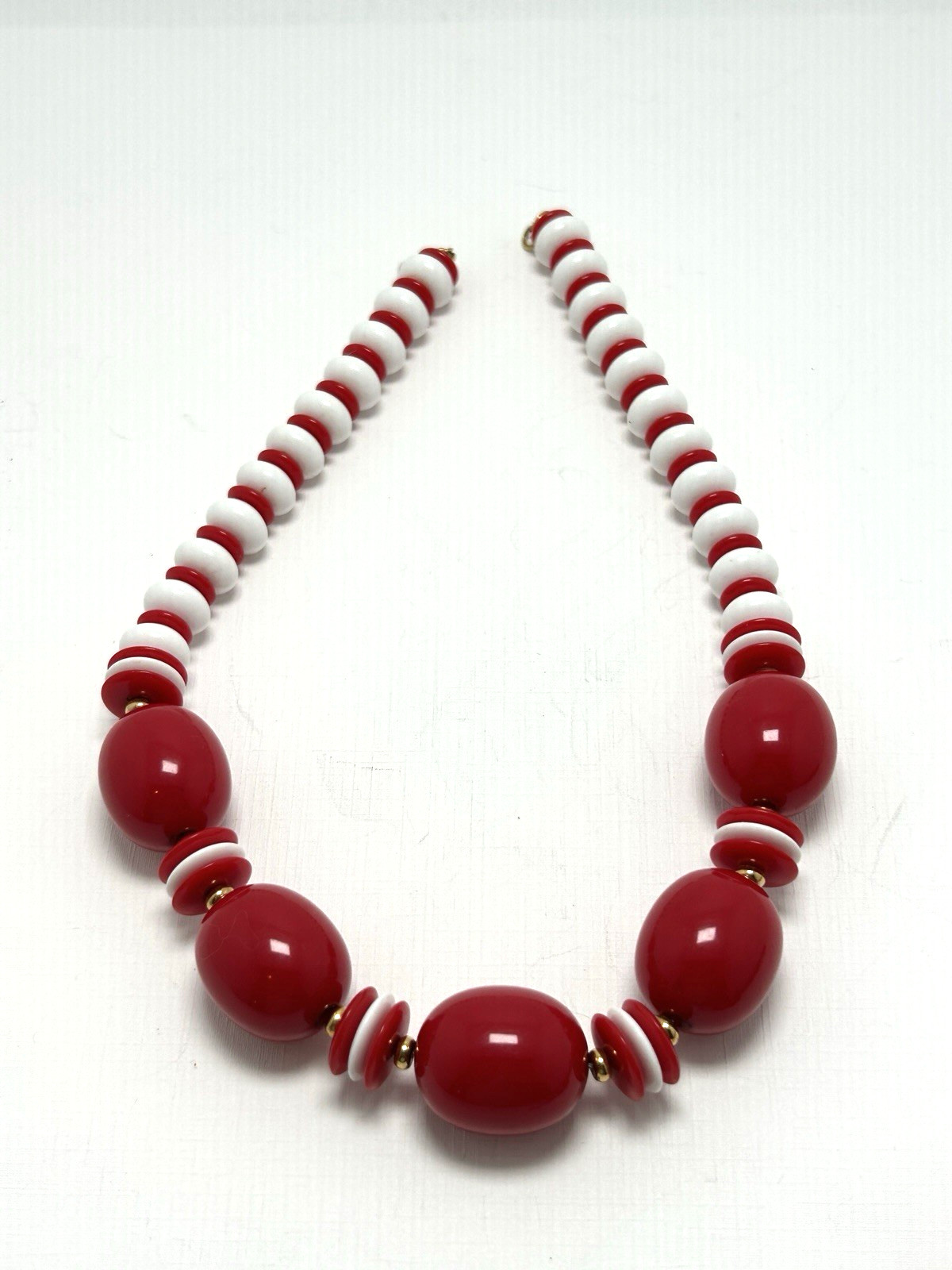 Vintage Signed Necklace Lot Monet Trifari Avon West Germany Red White Mod 4pc
