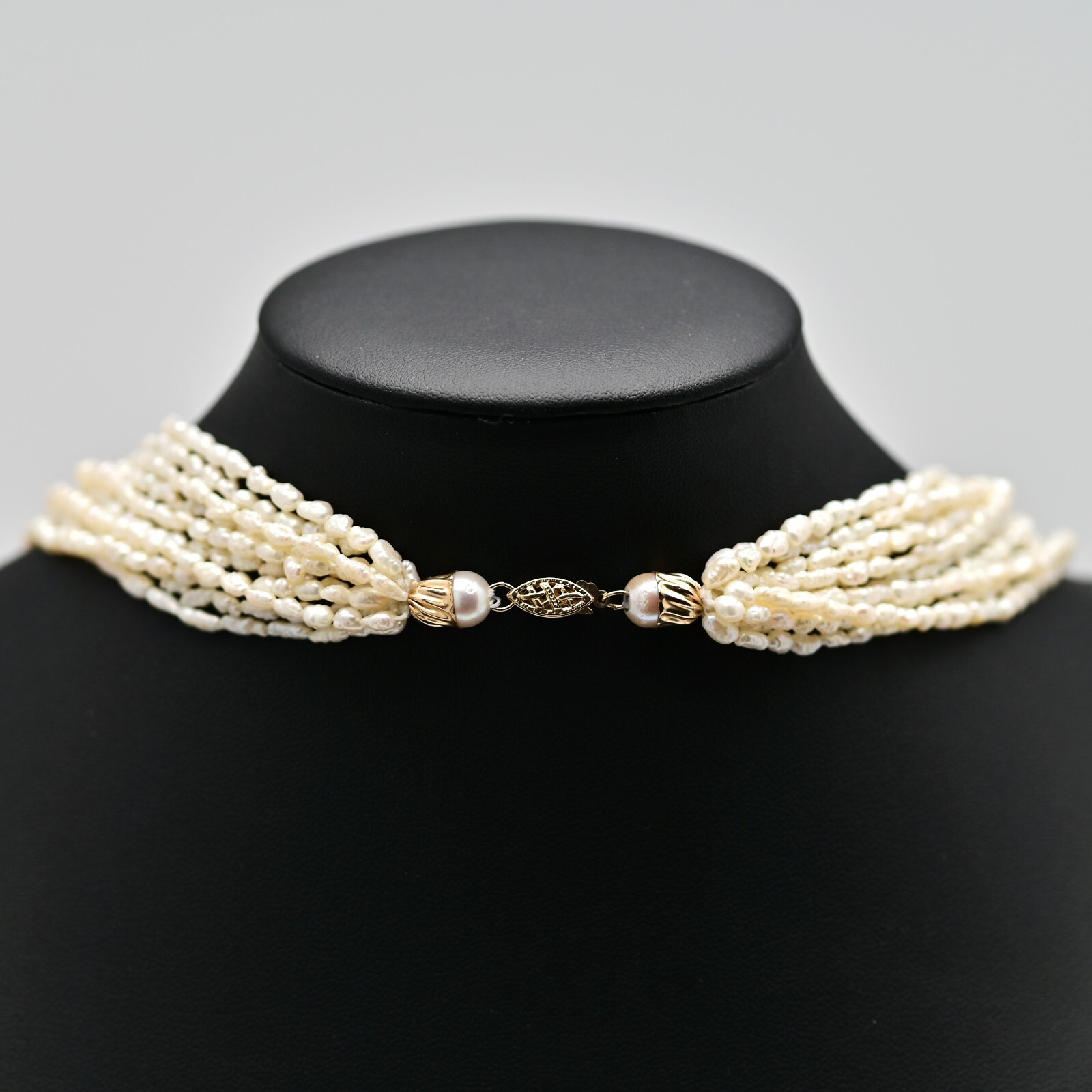 14K Gold S Crown Original Vintage Signed Designer Princess Pearl Estate Necklace