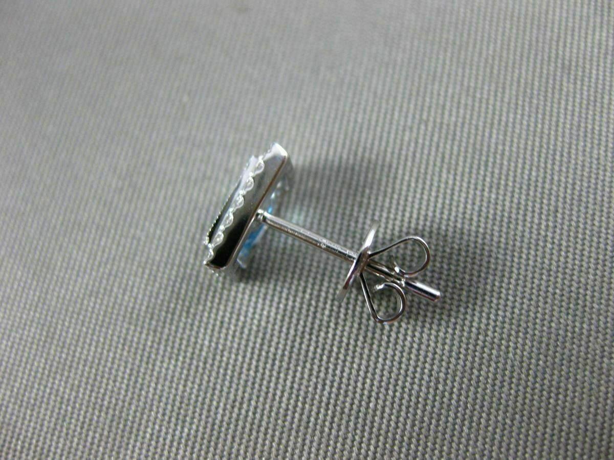 ESTATE 1.65CT DIAMOND & AAA BLUE TOPAZ 14KT WHITE GOLD MILGRAIN HANGING EARRINGS