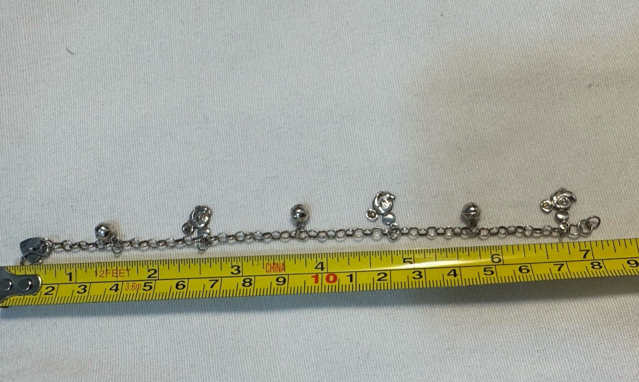 Rare Vintage 1940s 980 Silver MICKY MOUSE Charm Bracelet & Asian Maker Mark