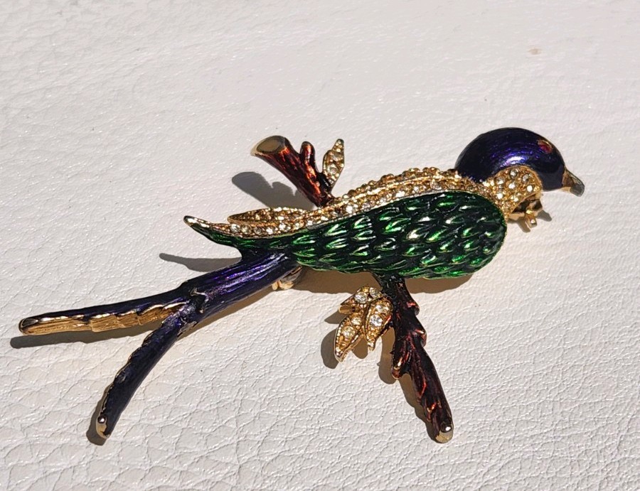 Vtg SPHINX Of England A2012- Swallowtail Bird Brooch 2 missing Rhinestones