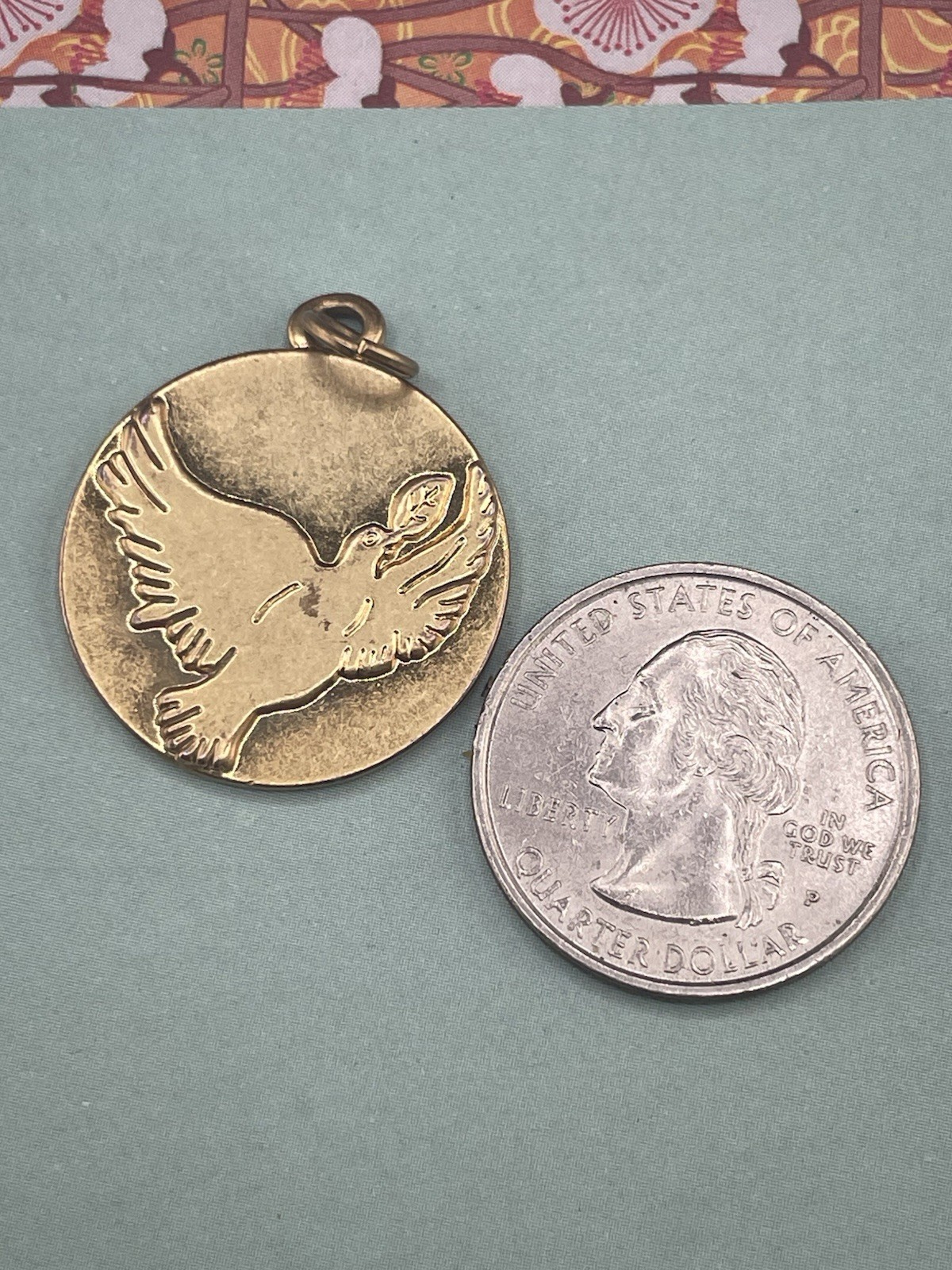 Vintage Dove Of Peace Ying Yang Medallion Double Sided Pendant Rare