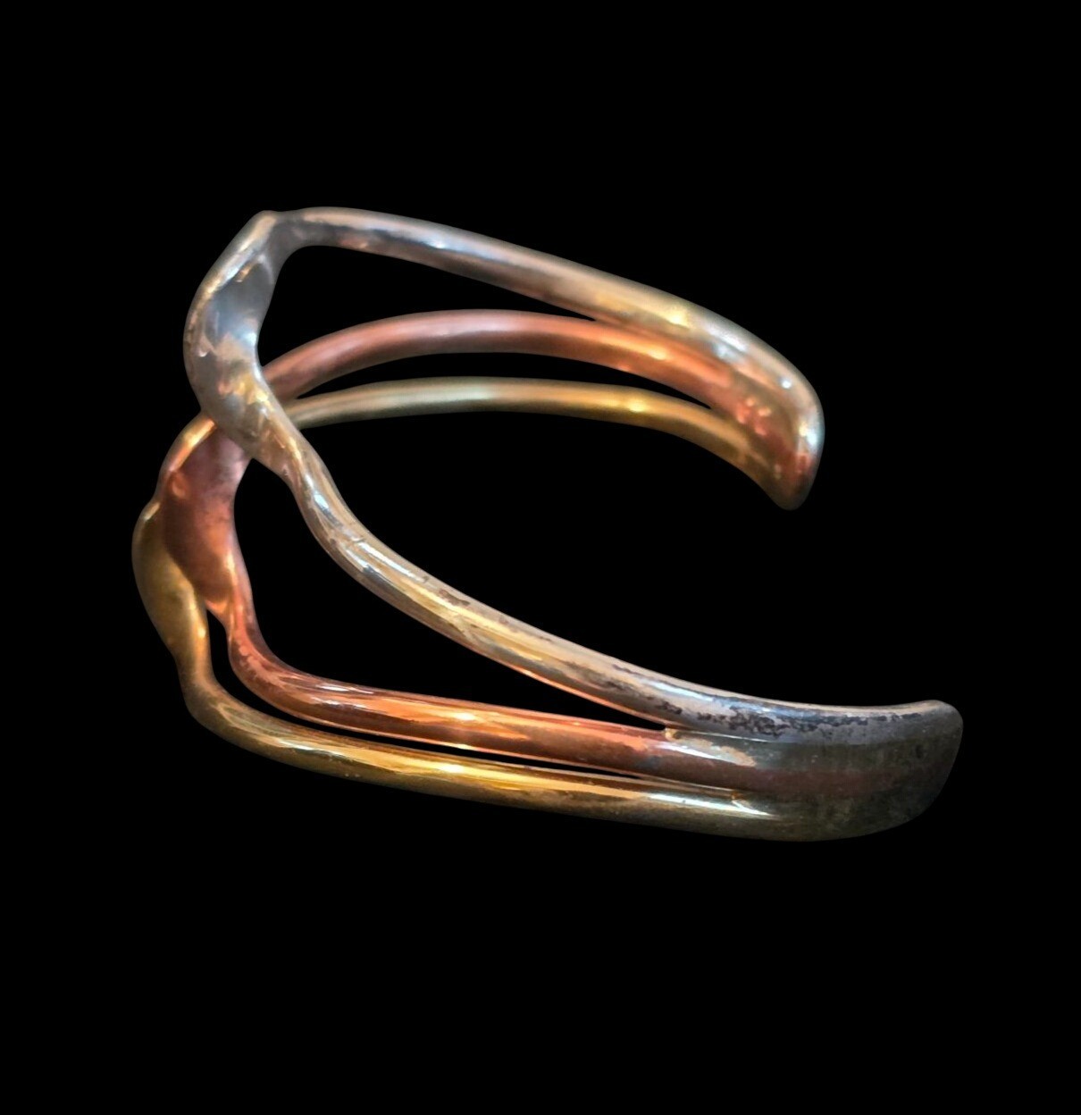 Sausalito Craftworks Tri Color Brass Copper Silver Twist Cuff Bracelet