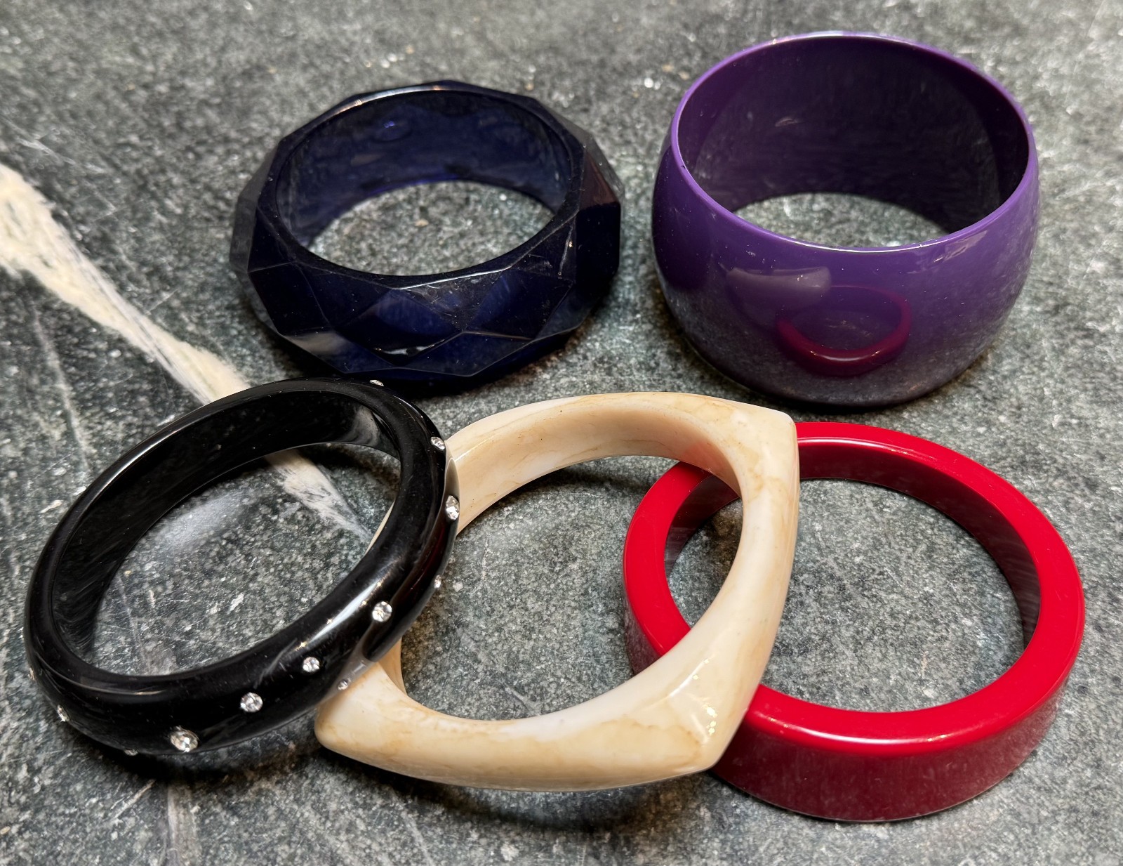 Lot of 5 Vintage 1970’s Lucite Bracelets