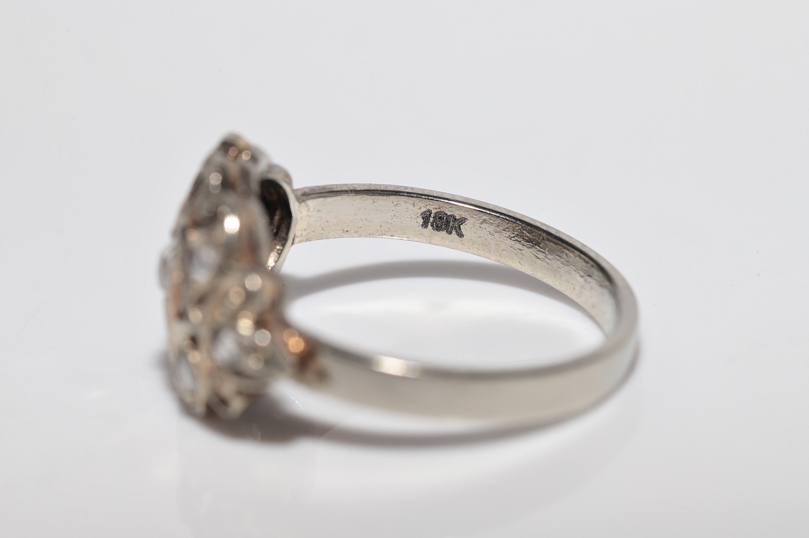 Antique Circa 1920s 18k Gold Art Deco Natural Diamond Decorated Ring