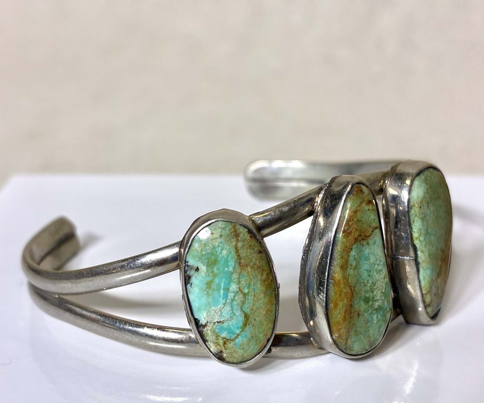 Alpaca Mexico Silver Cuff Bracelet Turquoise Adjustable