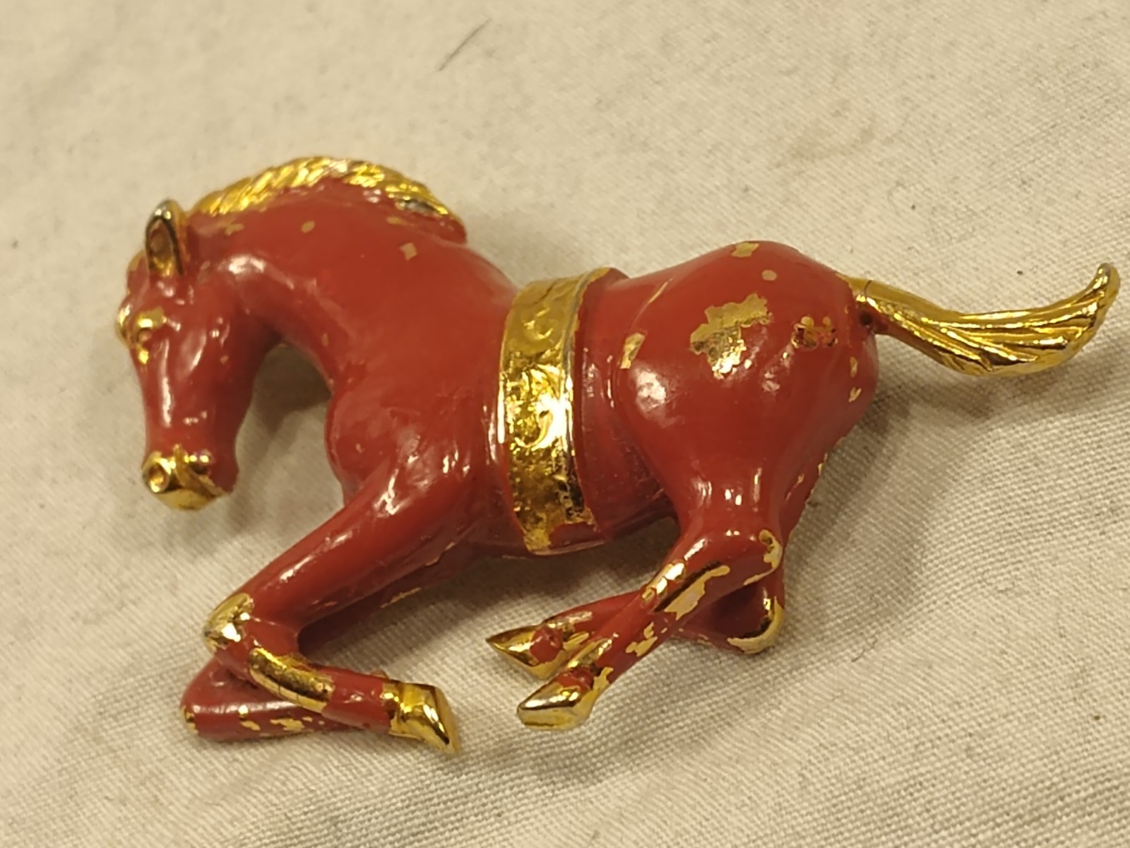 Vintage Red Horse Brooch Pin Equestrian