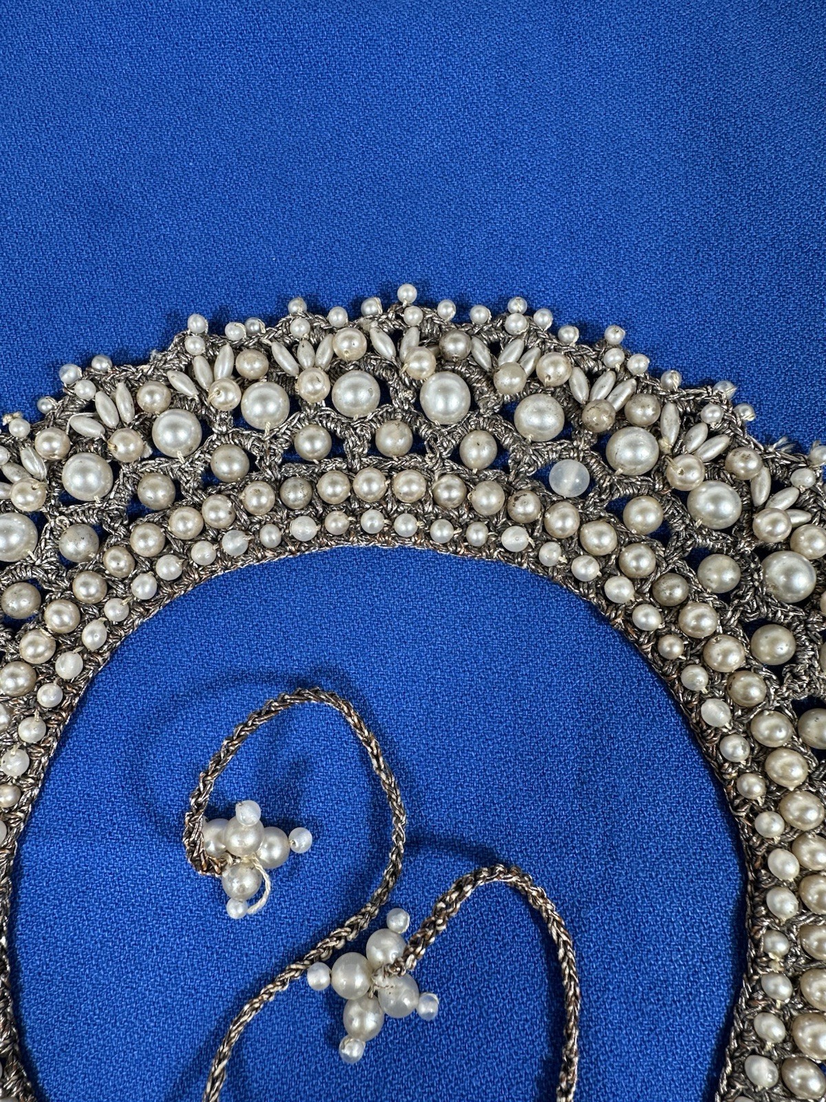 🩶 faux PEARL COLLAR BIB Vintage 1950’s GARFINKLES necklace W/STORE LABEL