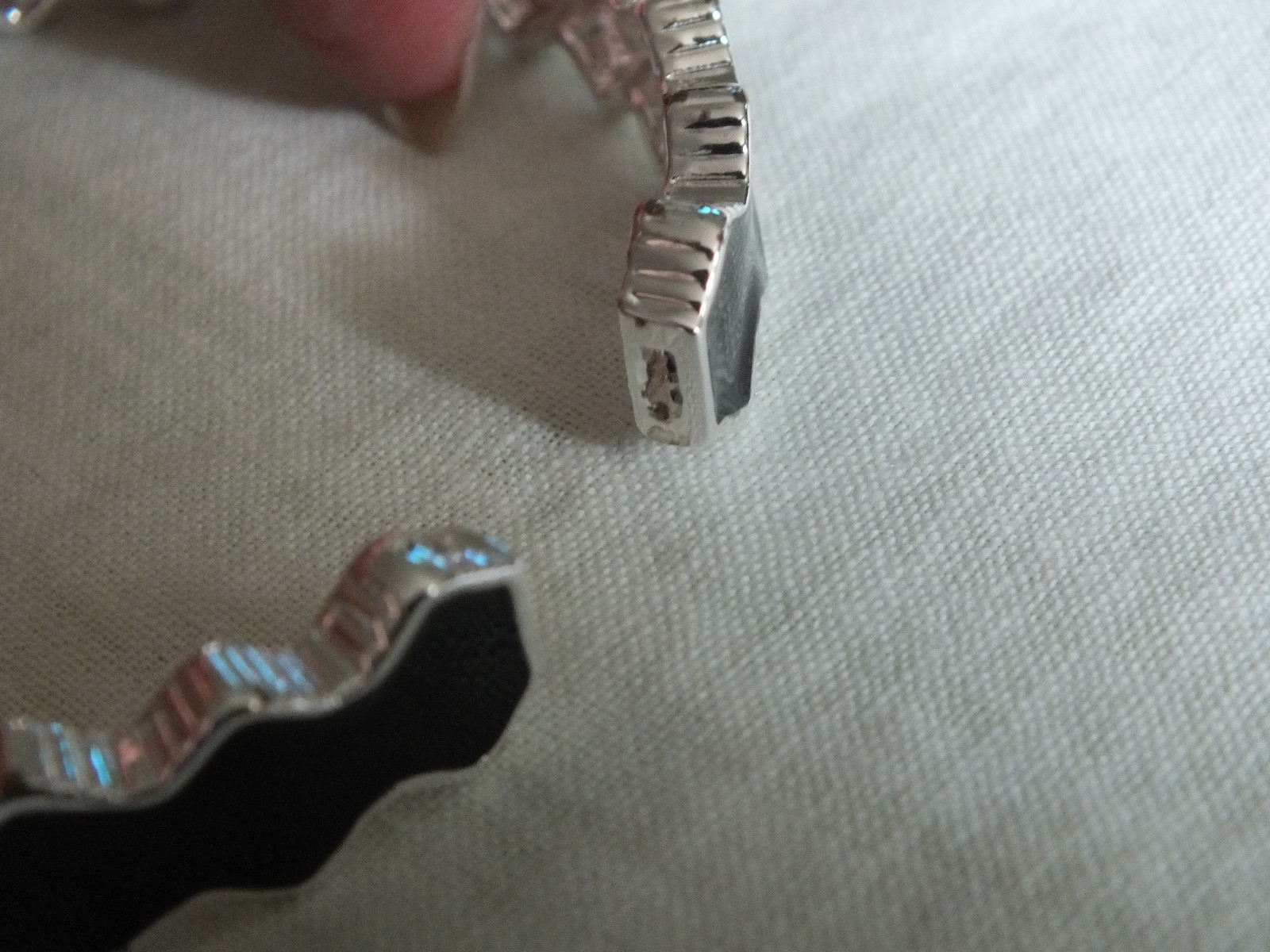 Collectible Clamp Bracelet Silver Tone Black Enamel 2 3/8 x 1/2 Inch Wide CUTE
