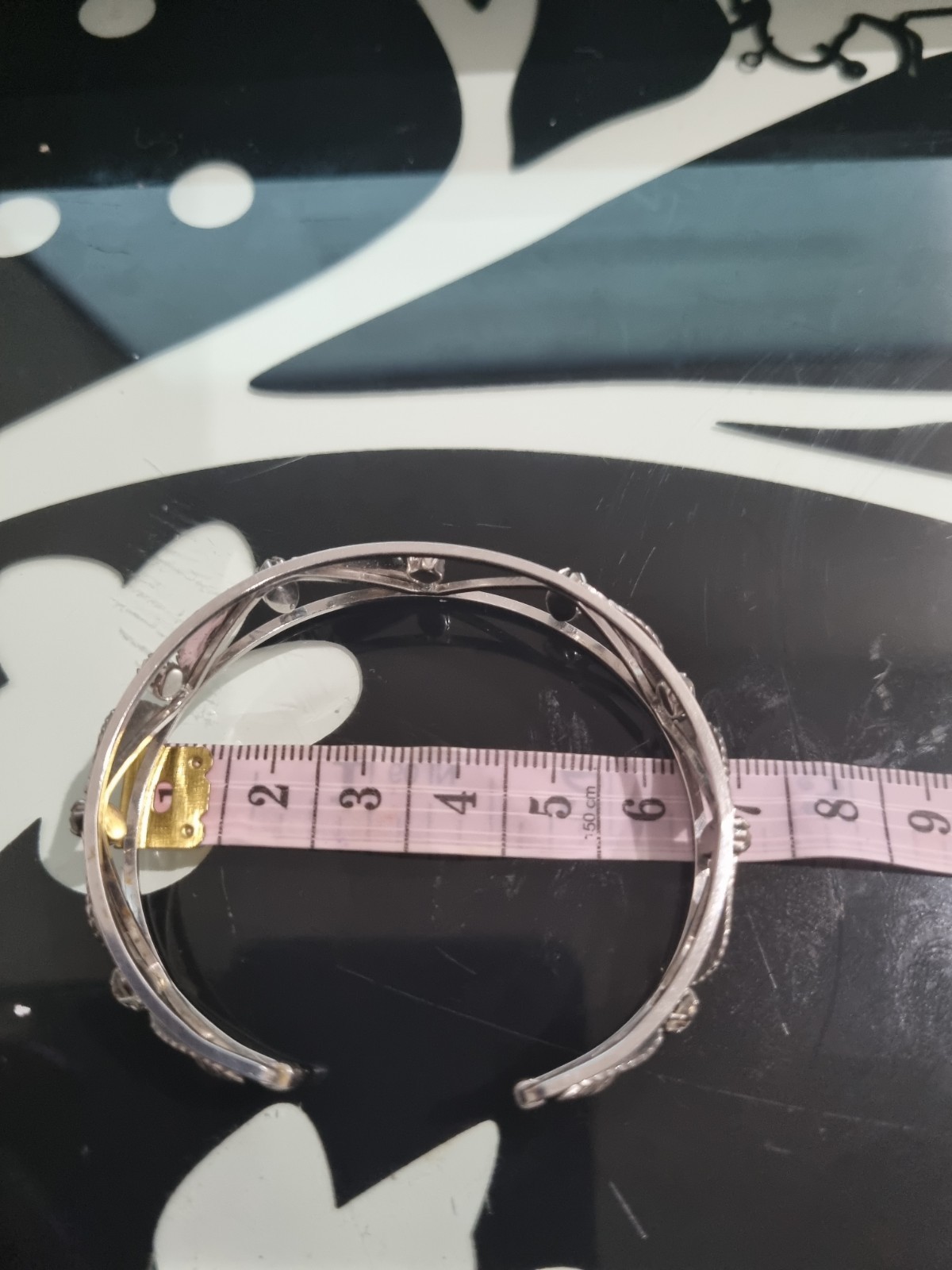 Vintage 14k White Gold Fill Crystal Cuff Bangle Wedding Bride See Video USA made