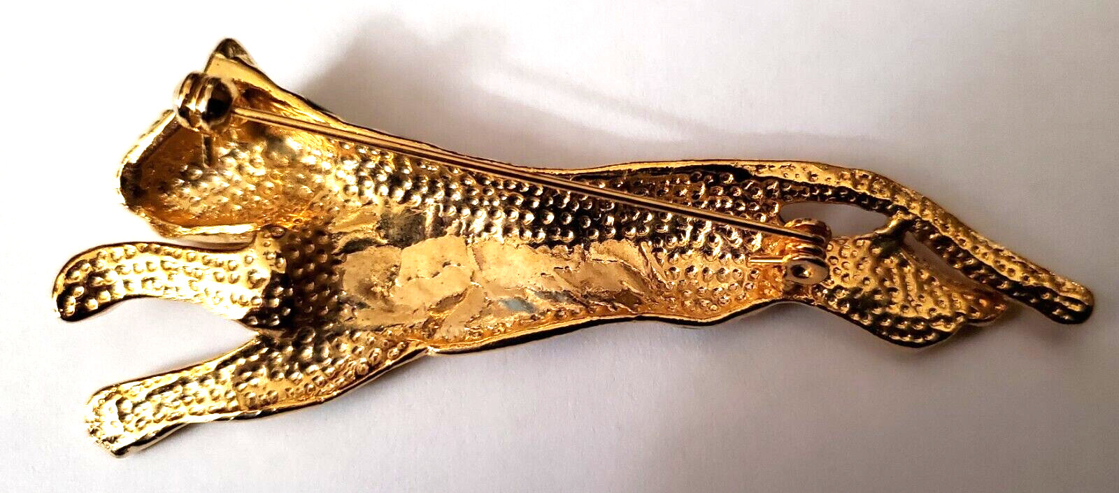 Panther/Jaguar Pin, Gold and Black Enamel, 3 1/4″ Vintage 1980s
