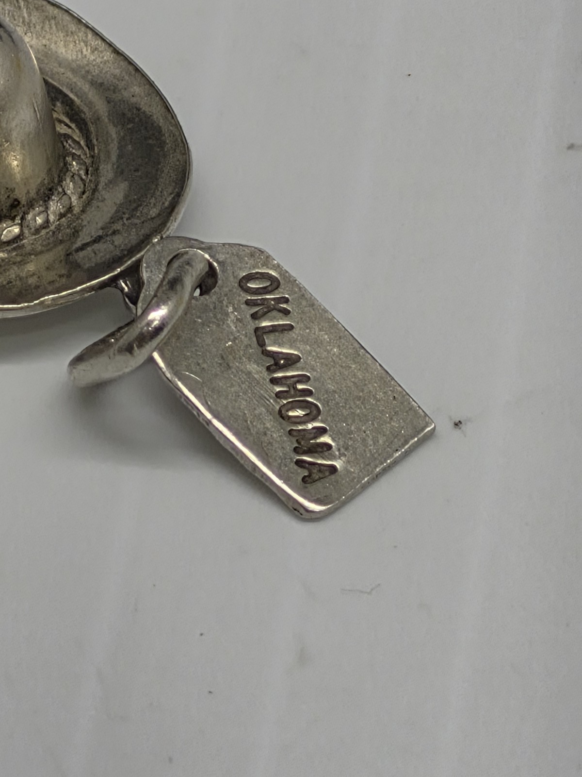 Sterling Silver Cowboy Hat Charm W/ Turquoise Stone | .925 1.8 Grams | Free Ship