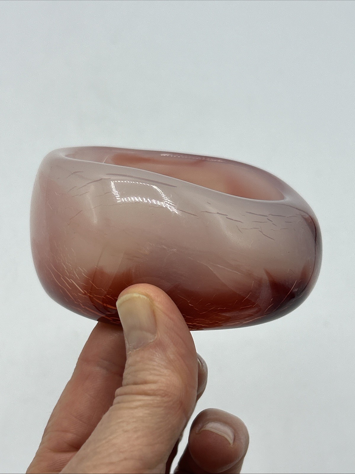Vtg Lucite Plastic Redish Brown Chunky Bangle Bracelte inside 8″