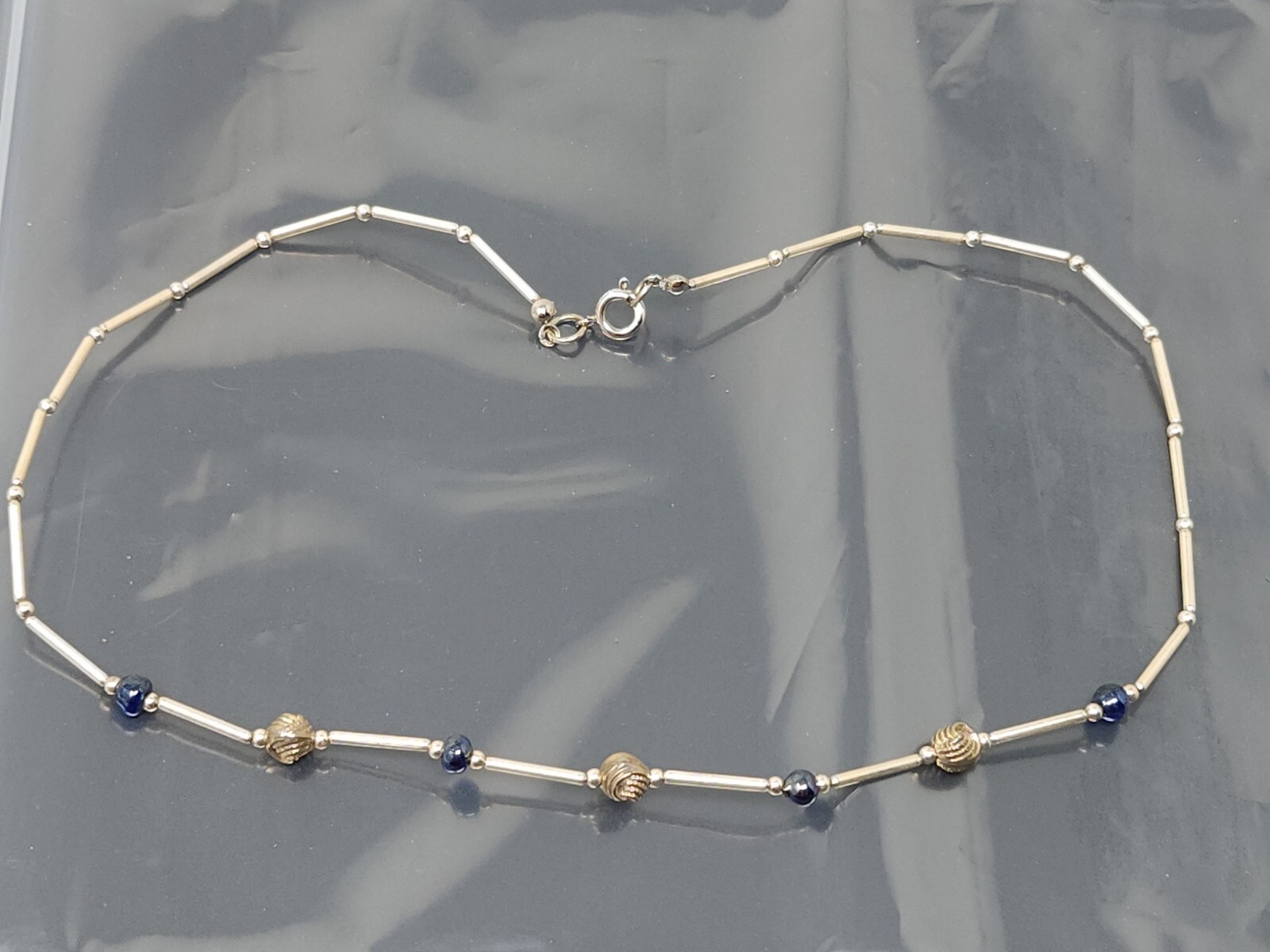 Vintage South Western Liquid Sterling Silver Beaded Necklace 15″