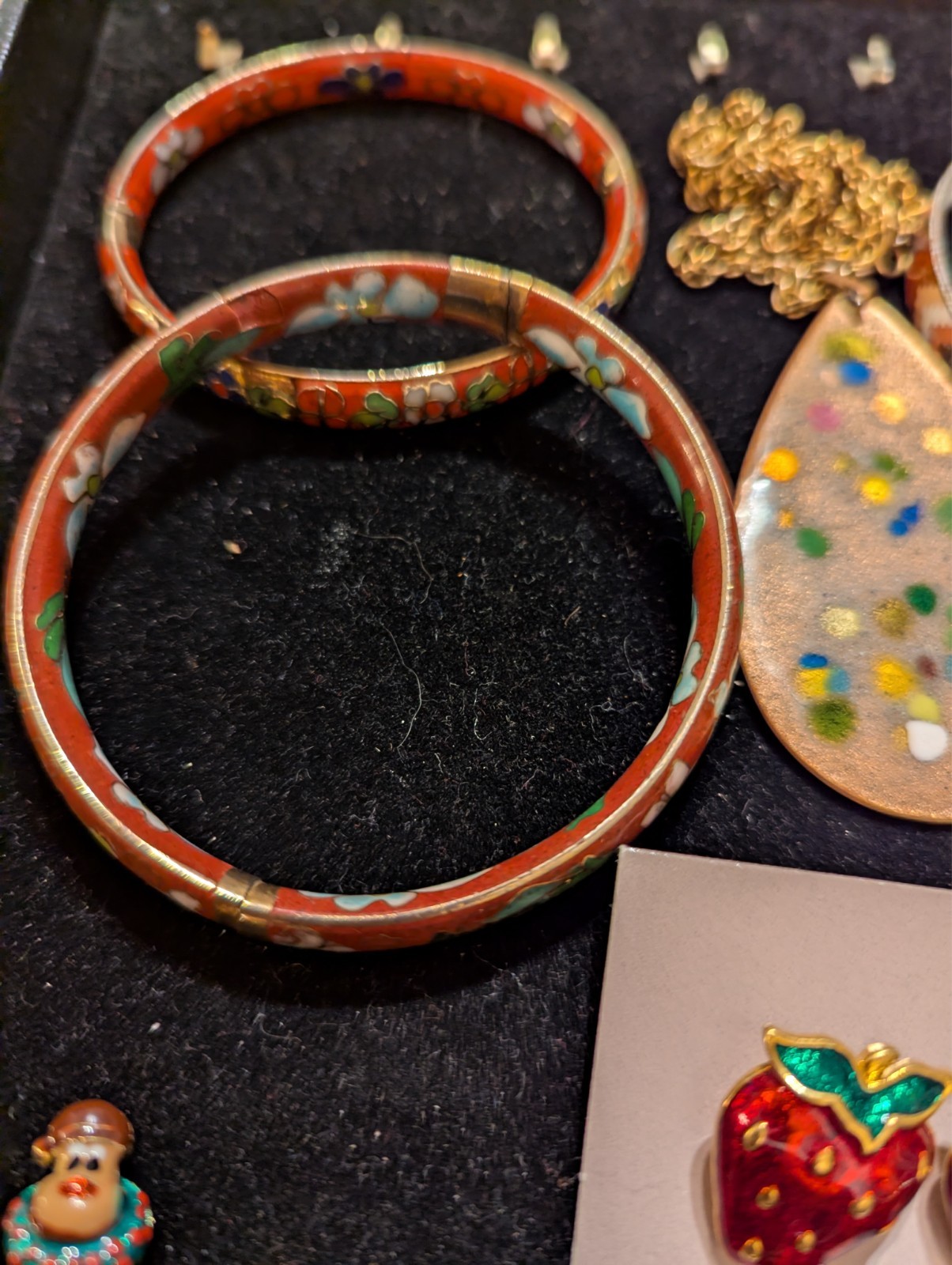 Vtg Enamel & Cloisonne Jewelry Lot 16 pieces Pansies!