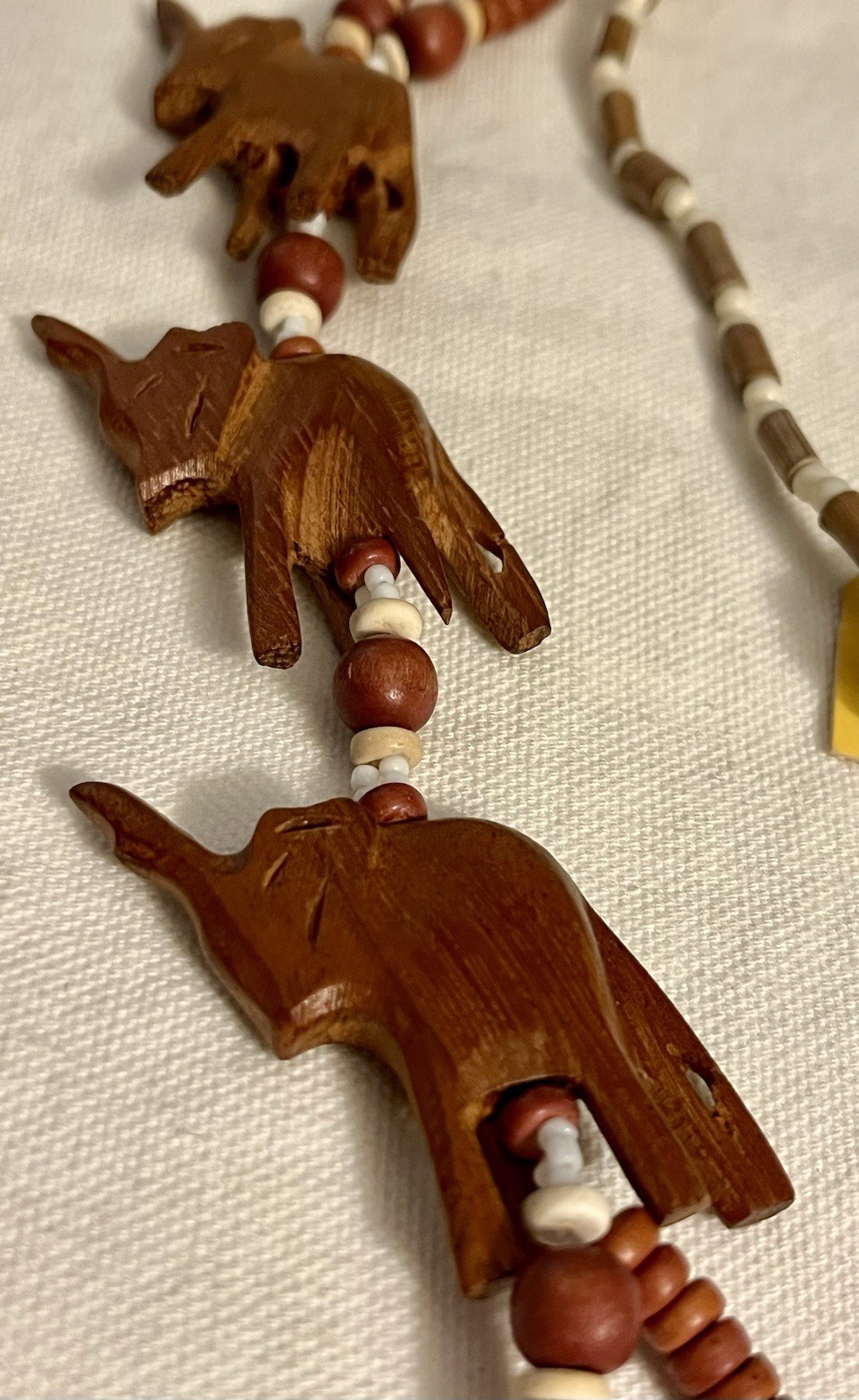 Lot 2 Vintage Estate Necklaces African Safari Elephants Tribal MOP Necklace