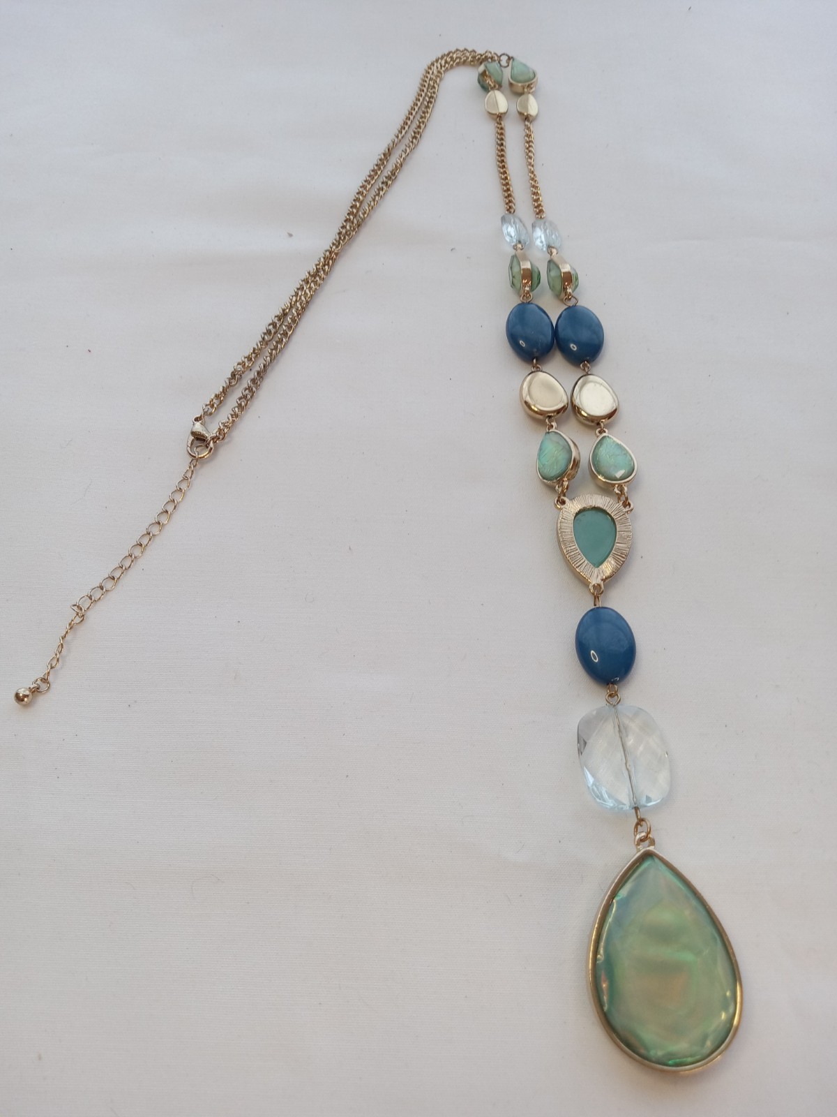Vintage Gold Tone Blue green Faux Lucite 1,87 oz