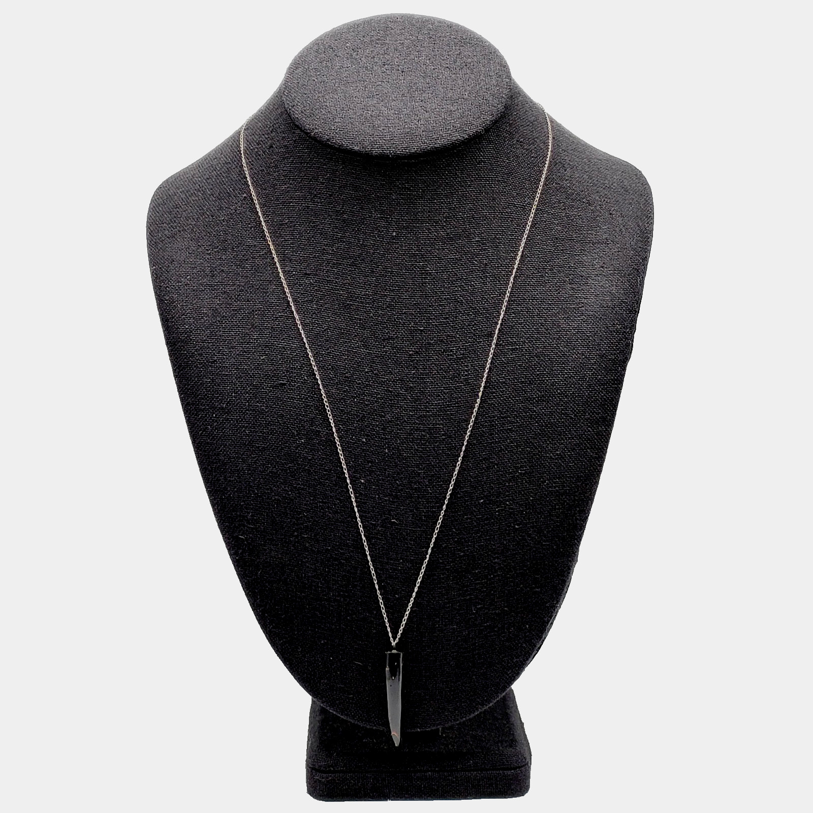 Vintage Cornicello Horn Carved Organic Black Hawaiian Coral 925 Necklace 23 inch