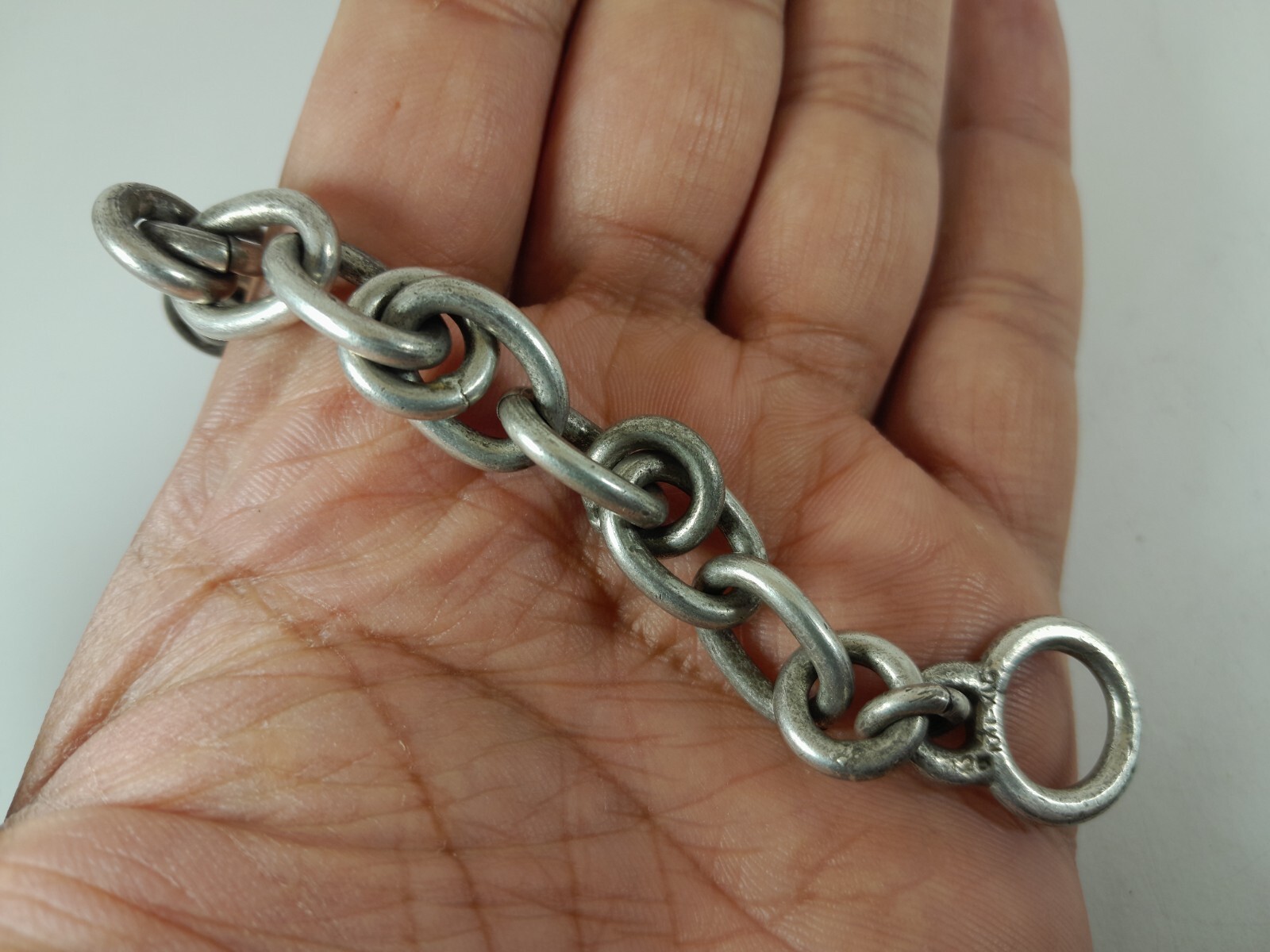 MEXICO VINTAGE BRACLET MEN’S STERLING SILVER 925 LINK CHAIN 64 GRAMS l.8,46 inch