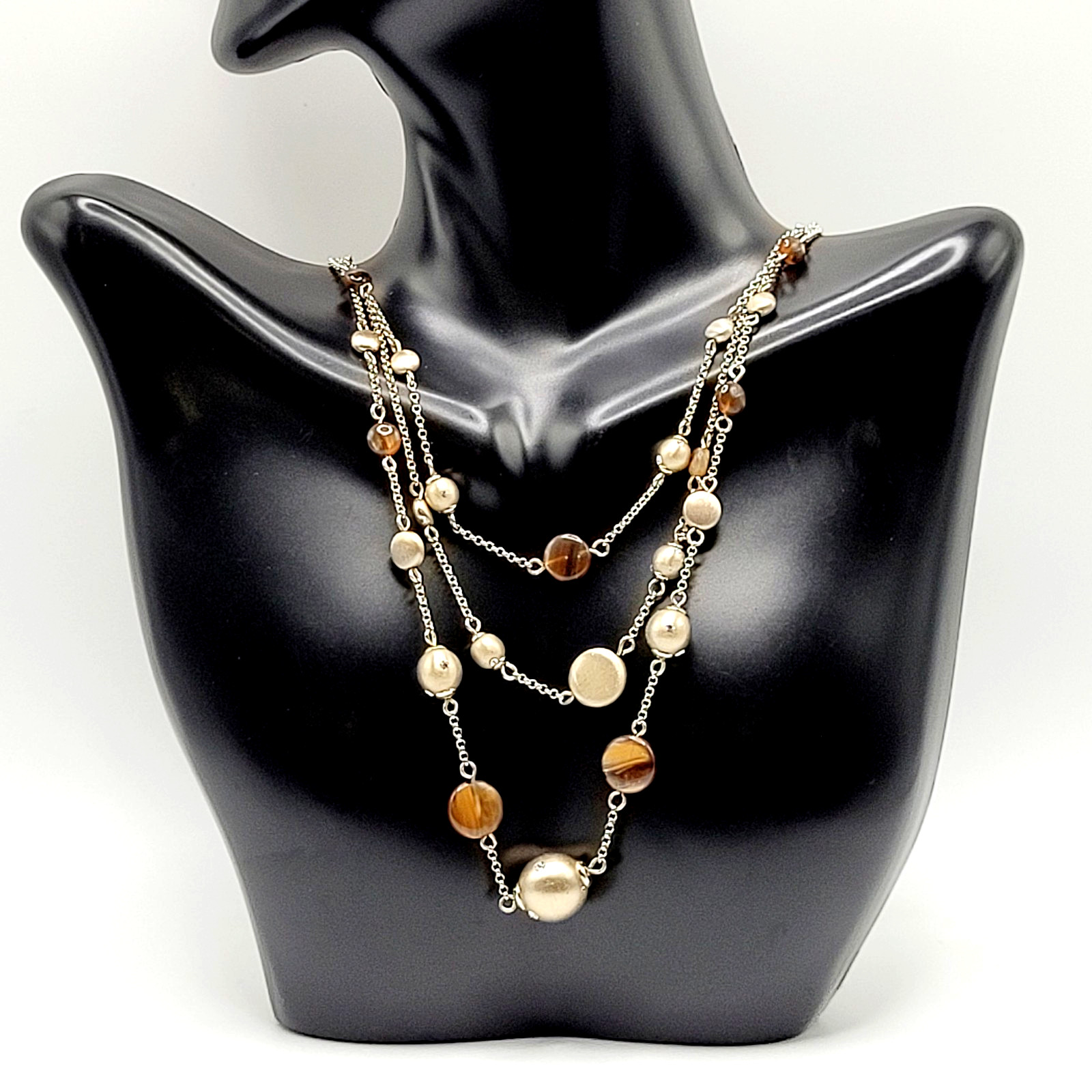 Monet Multi Strand Layer Floating Necklace Festoon Vintage Necklace 16 Inch