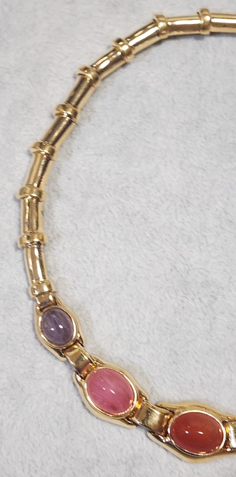 Ciner Signed Vtg Glass Gripoix Cabachon Pastel Gold Tone Choker Necklace C854