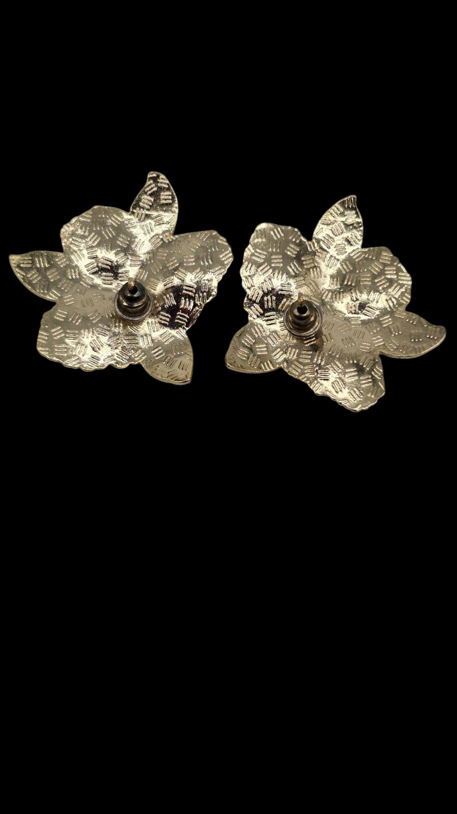 Vintage Cloisonne Blue Purple And Gold Orchid Flower Earrings