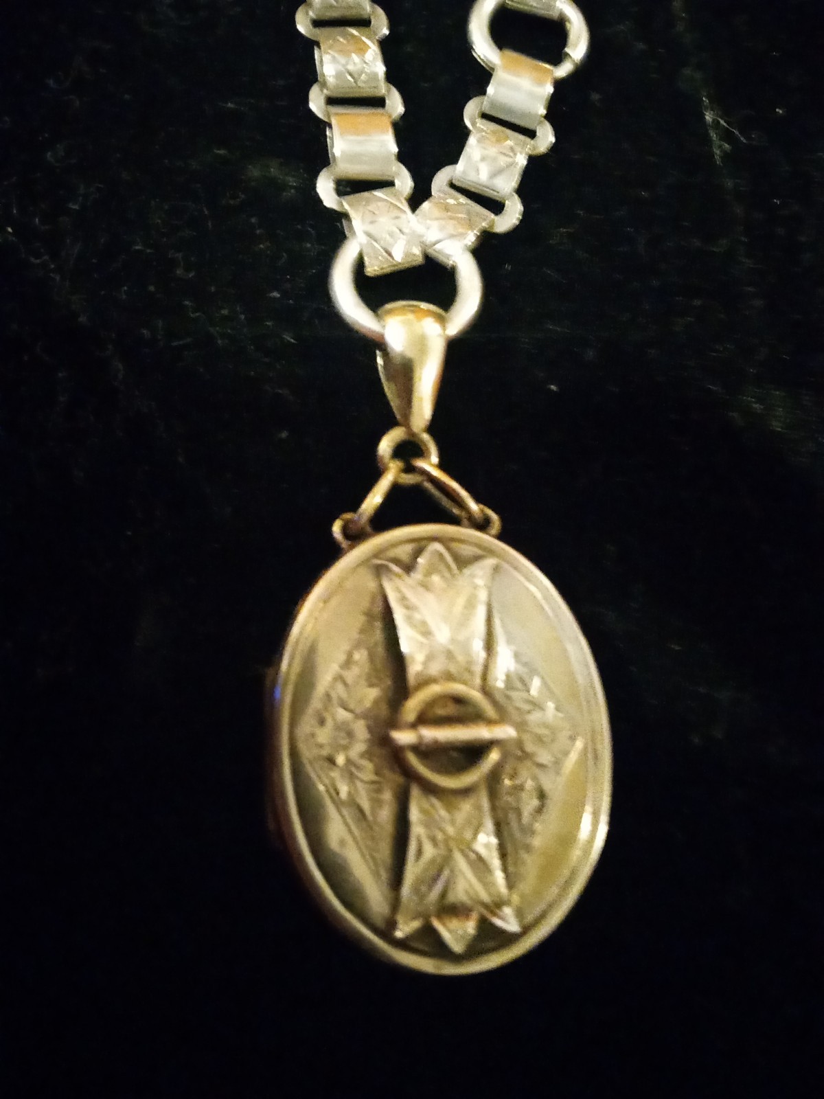 Antique Victorian LOCKET Book Chain Necklace Sterling Silver 39.3 Grams