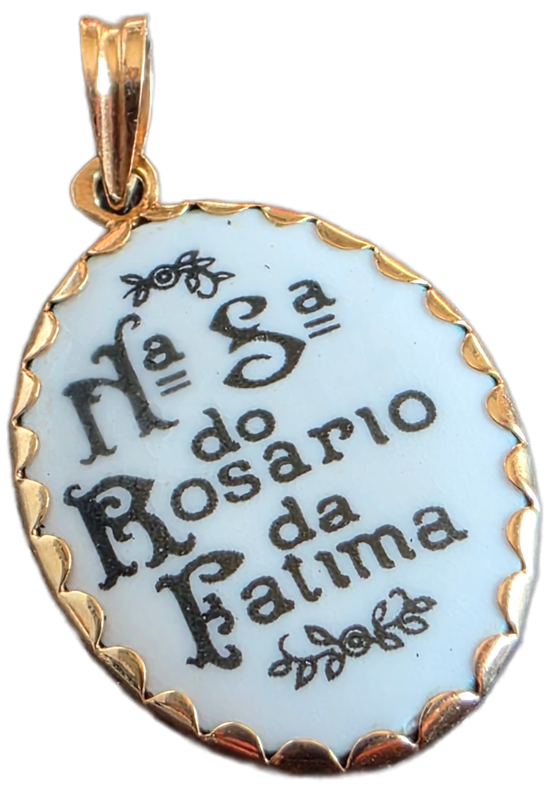 Antique Enameled Gold Medal Virgin Mary Madonna Pendant – 18K Gold