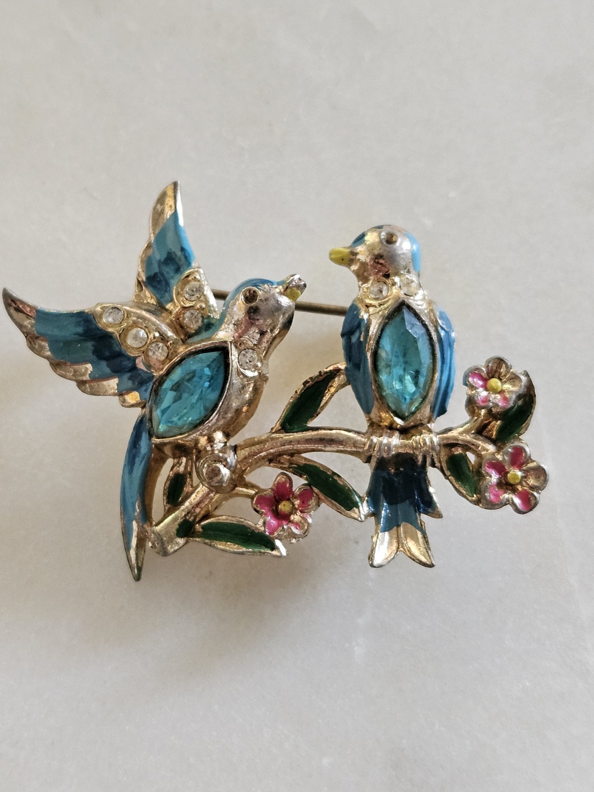 Vintage Brooch Pin Coro Bill & Coo Birds A. Katz Book Piece BEAUTIFUL Piece