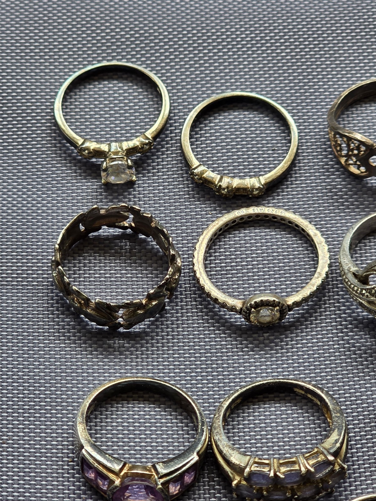 Vintage Sterling Silver Ring Lot Of 11 Different Sizes Pre Owned Condition SH